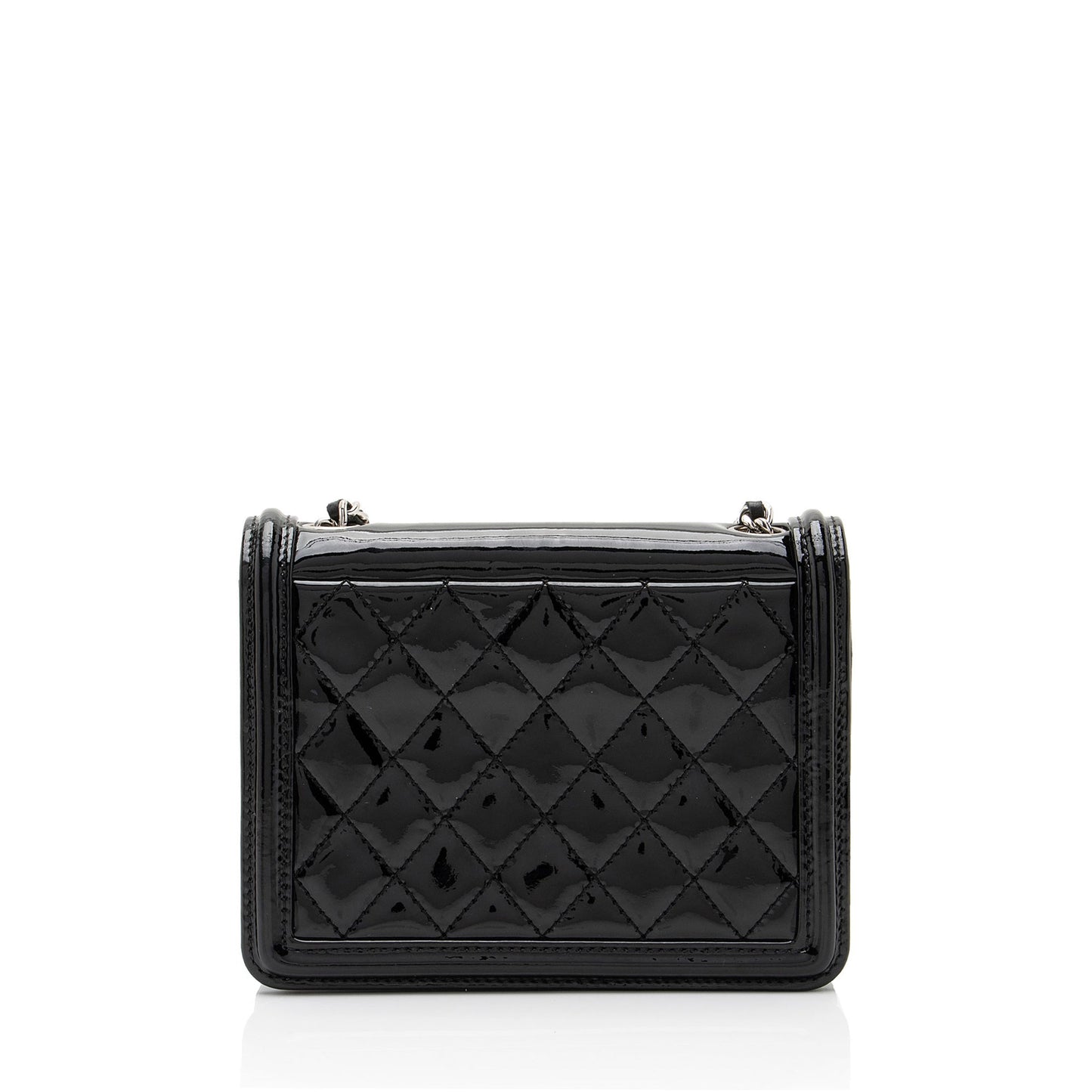 Chanel Patent Striped Plexiglass Brick Boy Flap Leather Shoulder Bag