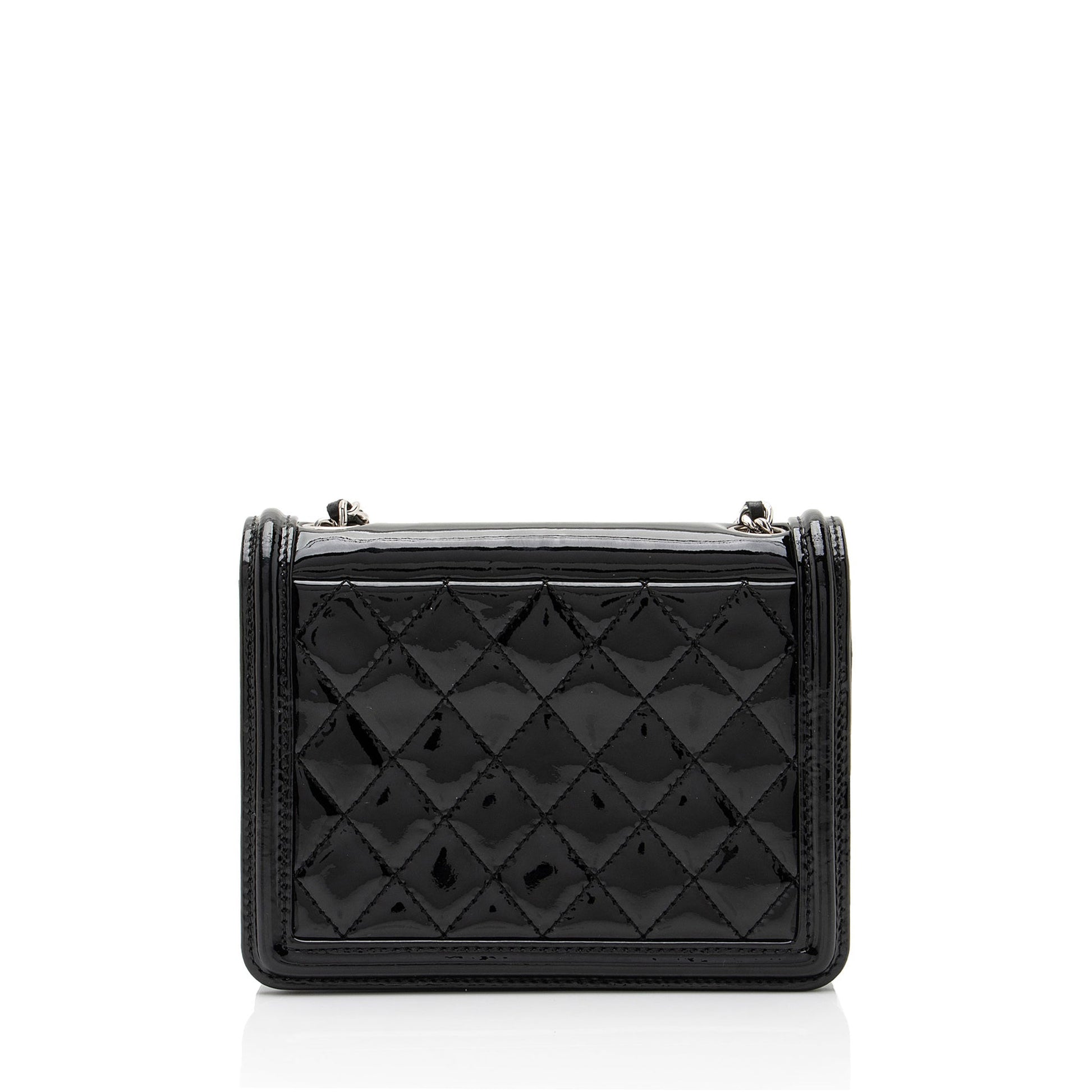 Chanel Patent Striped Plexiglass Brick Boy Flap Leather Shoulder Bag