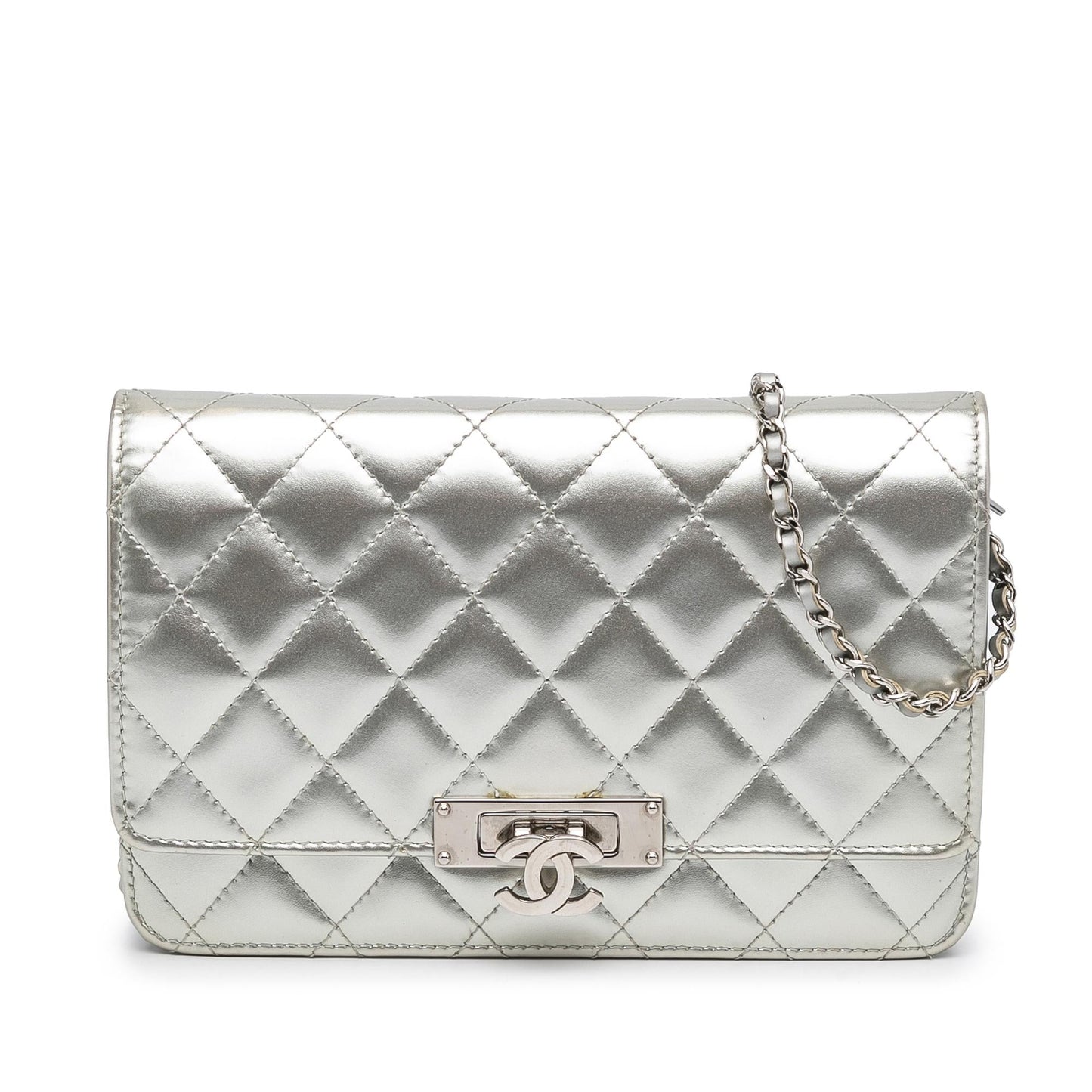 Chanel Patent Quilted Golden Class Double CC Wallet Case