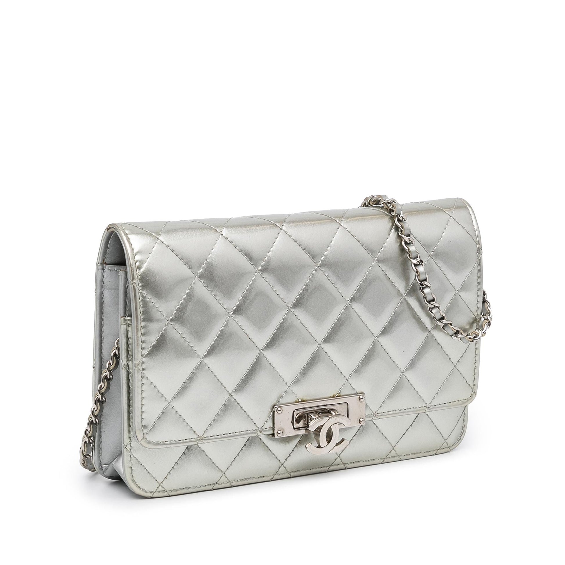 Chanel Patent Quilted Golden Class Double CC Wallet Case
