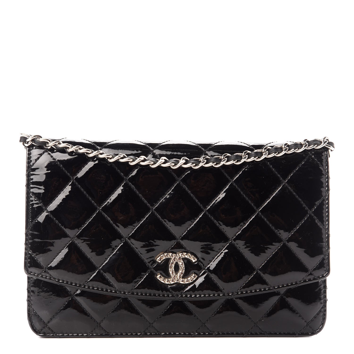 Chanel Quilted Patent on WOC Wallet Case