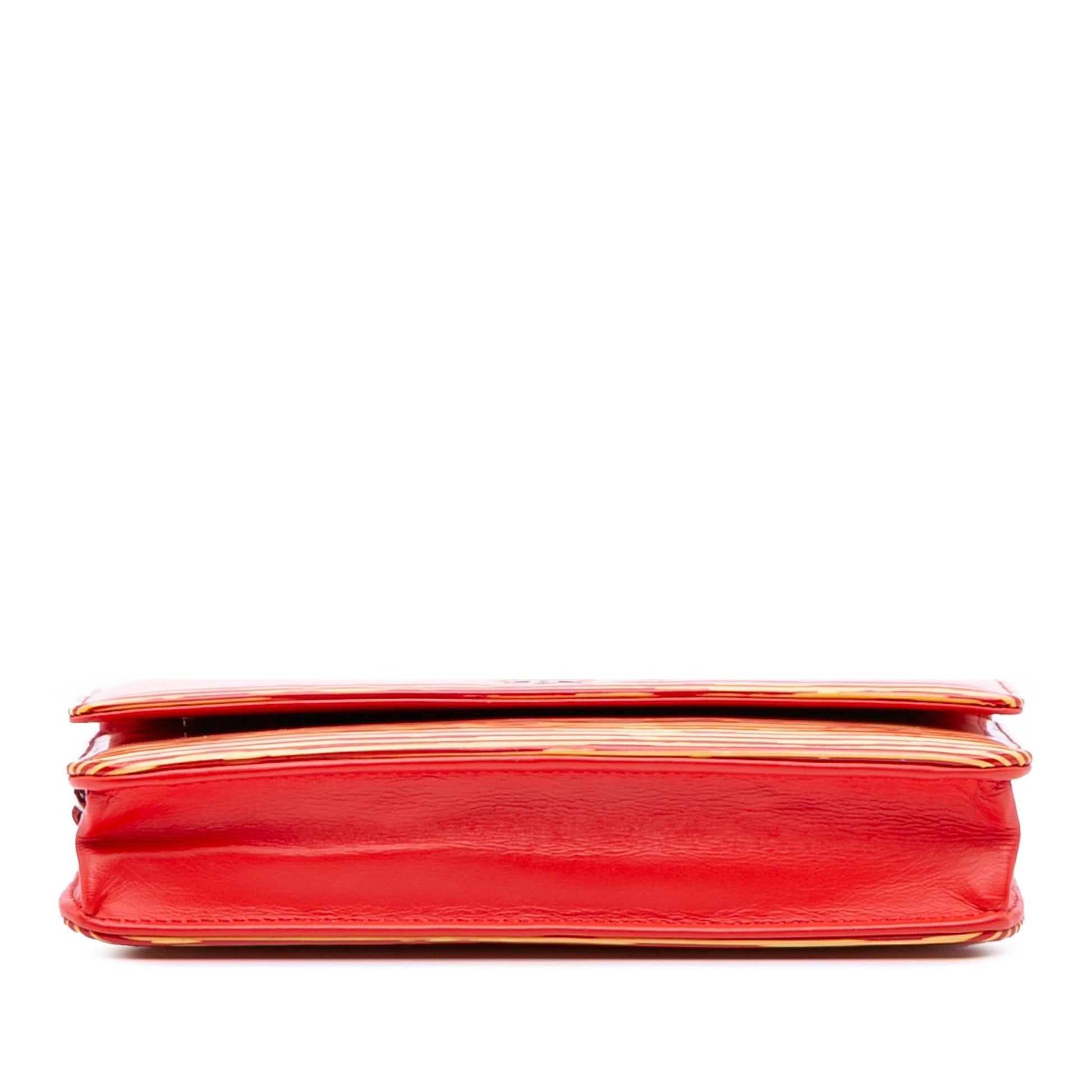 Chanel Patent Striped On Wallet Case