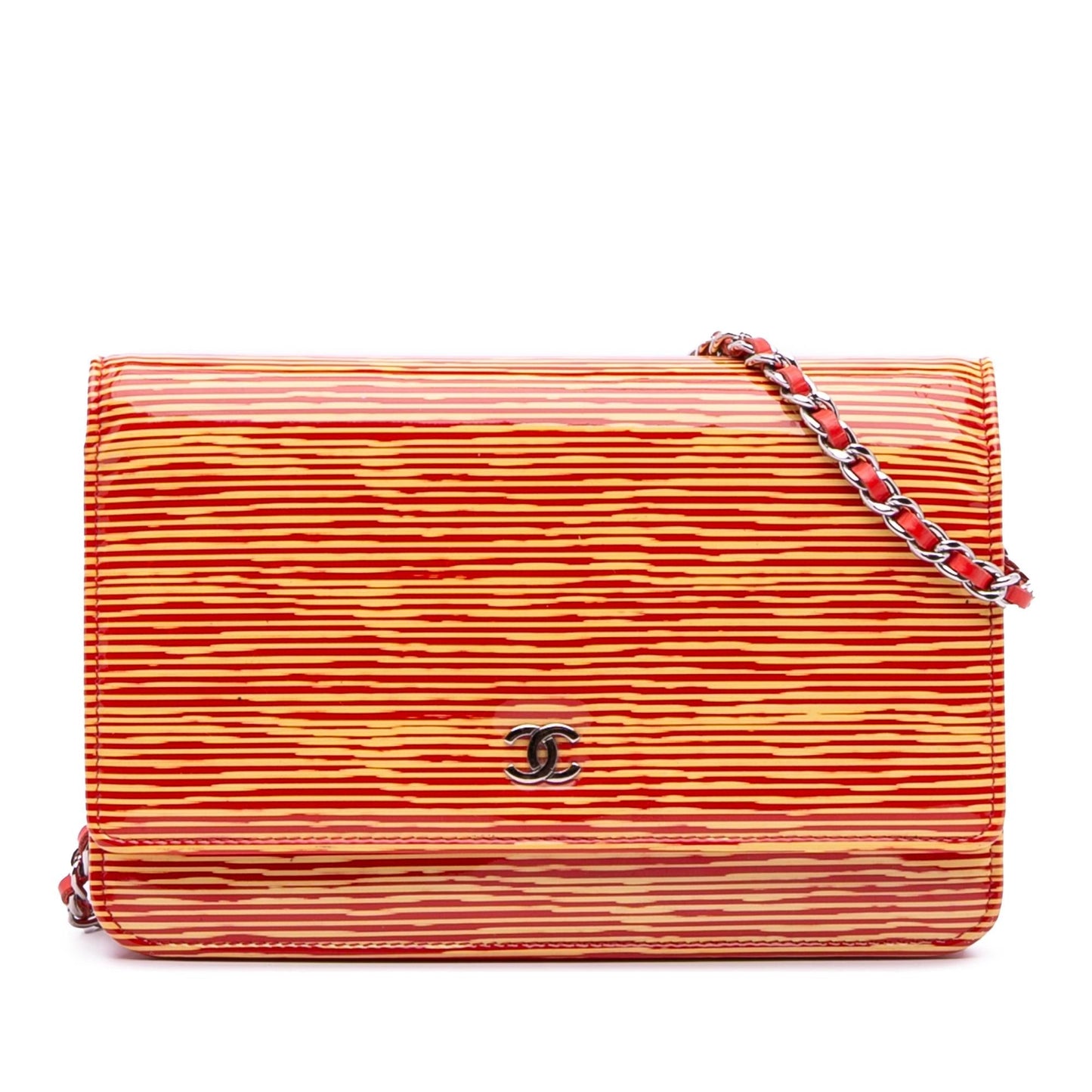 Chanel Patent Striped On Wallet Case