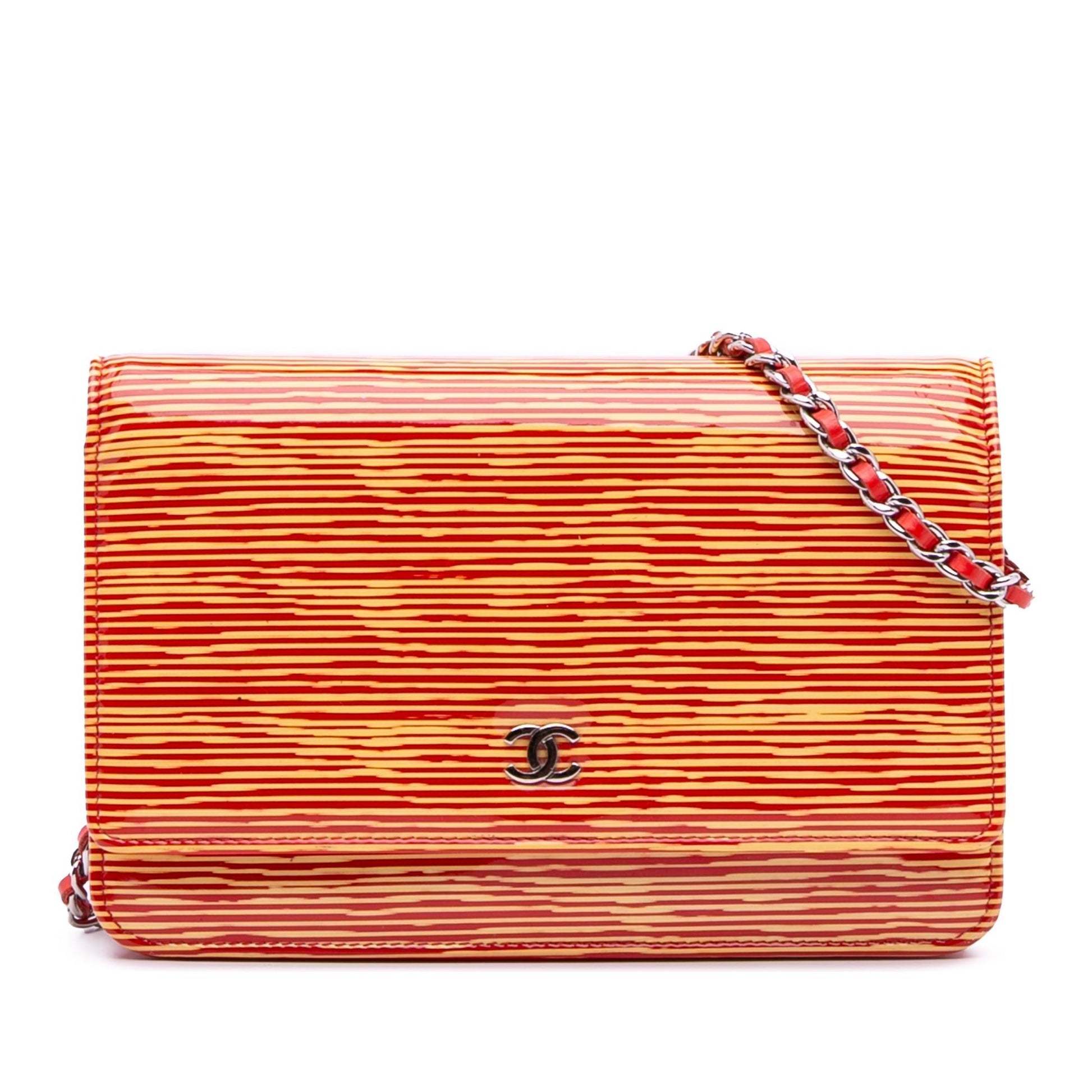 Chanel Patent Striped On Wallet Case