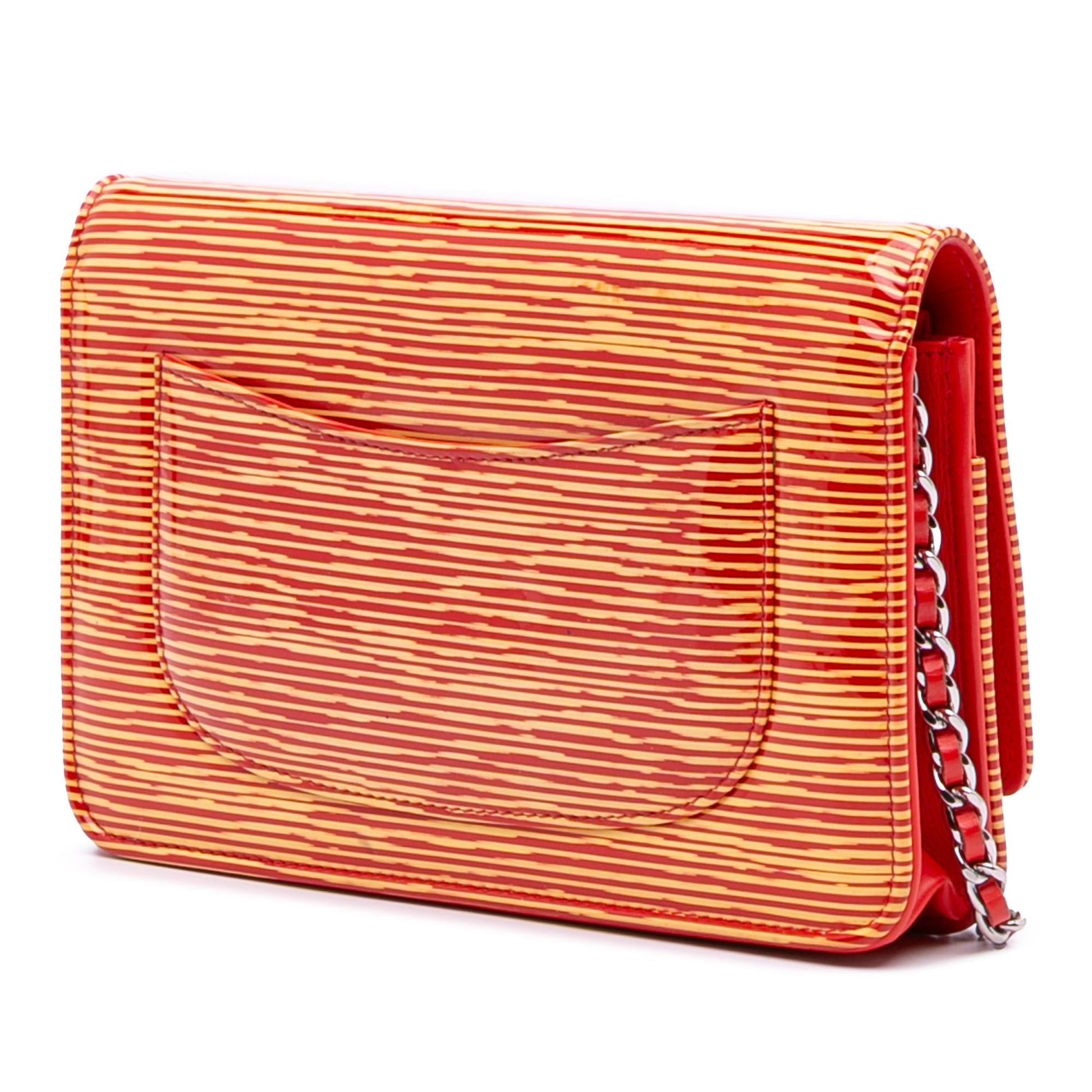 Chanel Patent Striped On Wallet Case