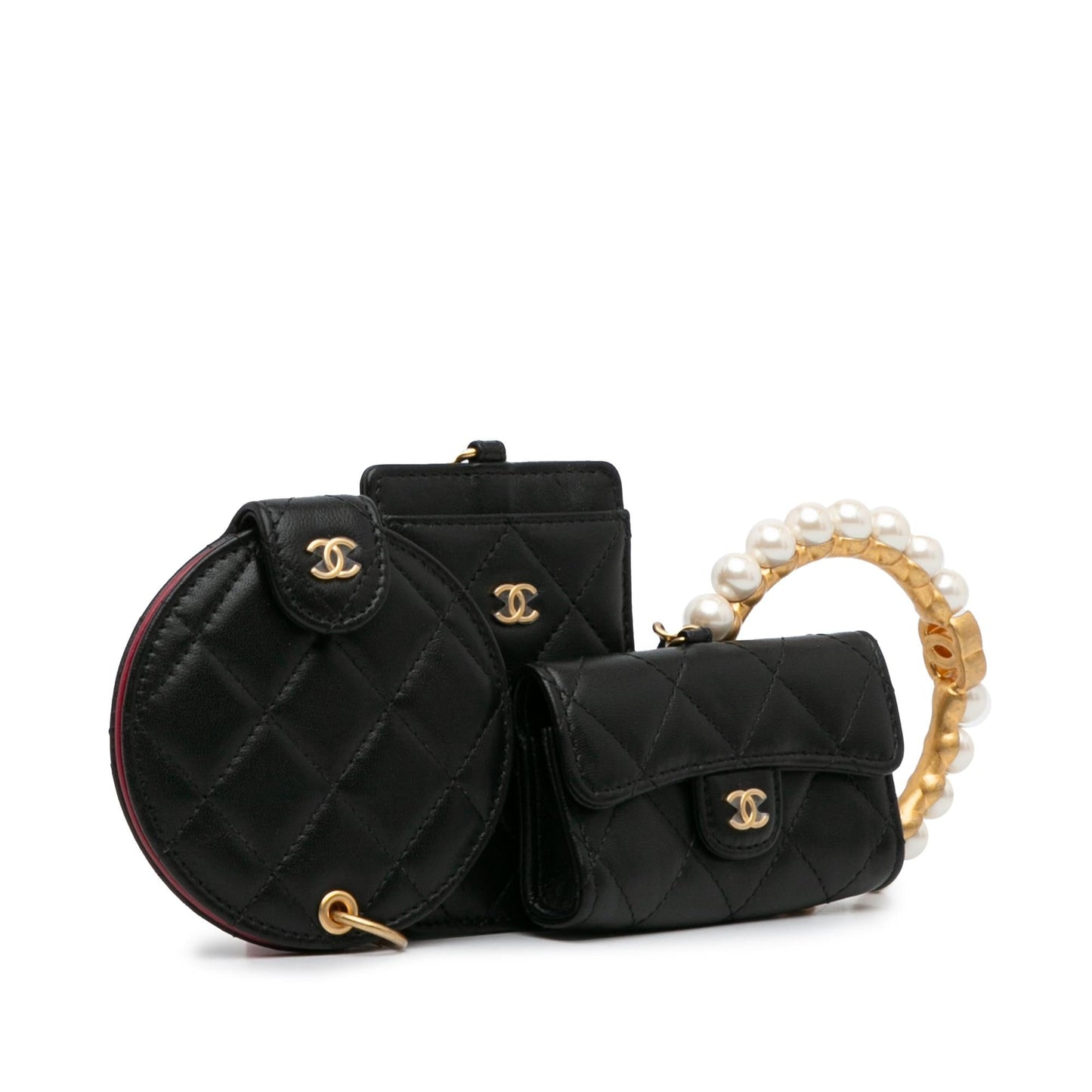 Chanel Pearl Crown Cc Wristlet Multi Pouches (Shg-Illxln) Bag