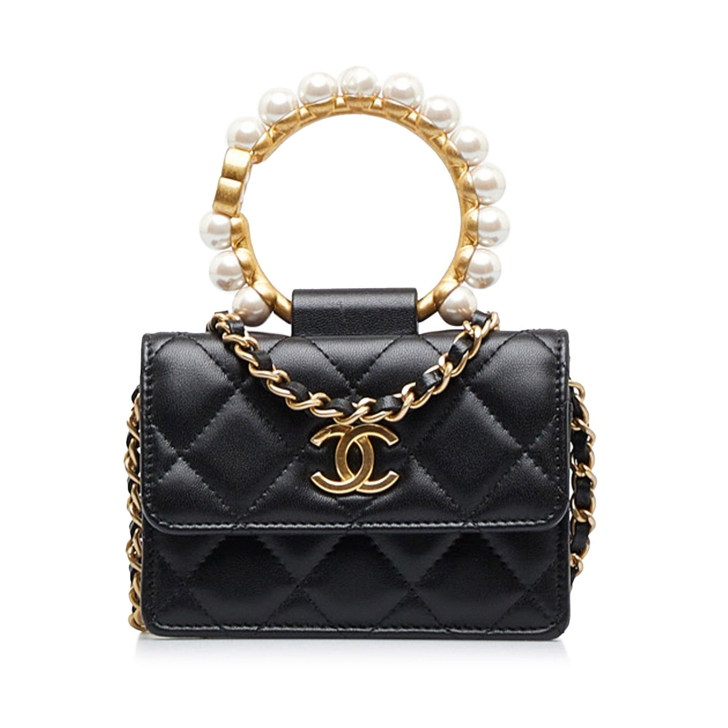 Chanel Pearl Crown Clutch On (SHG-AvI b) Denim Mini Jewelry