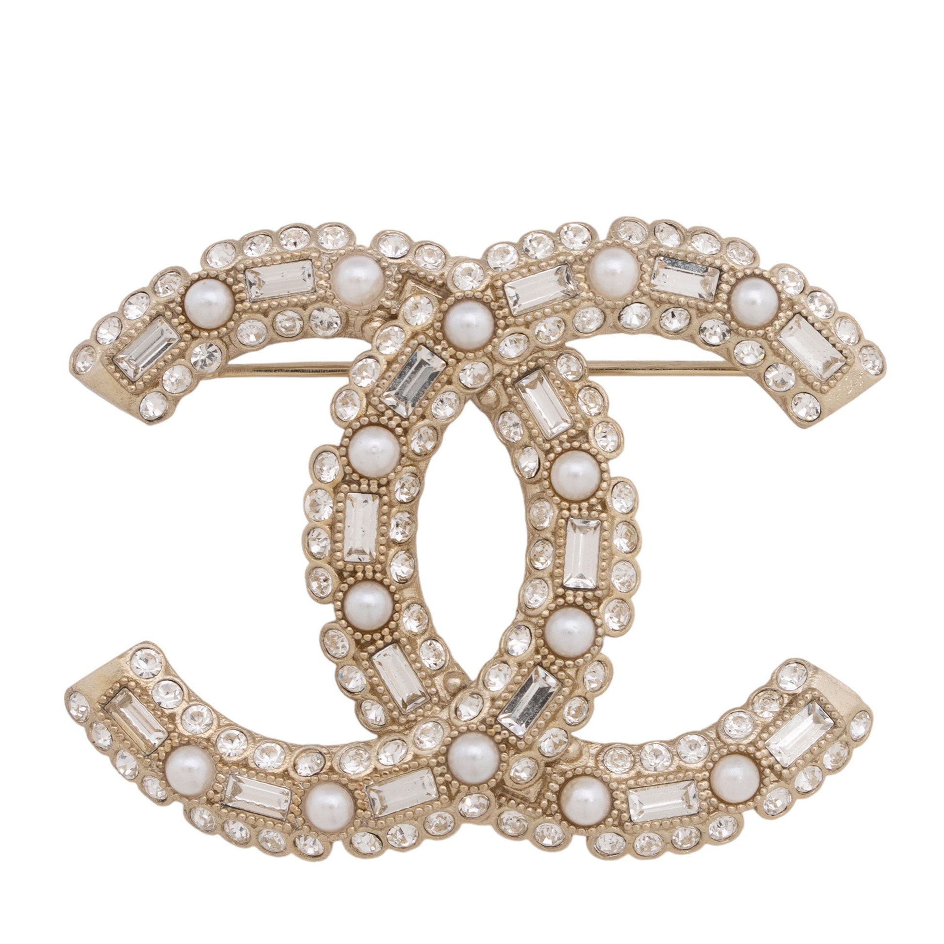 Chanel Pearl Crystal CC Brooch SHF-fHOgJc Handbag