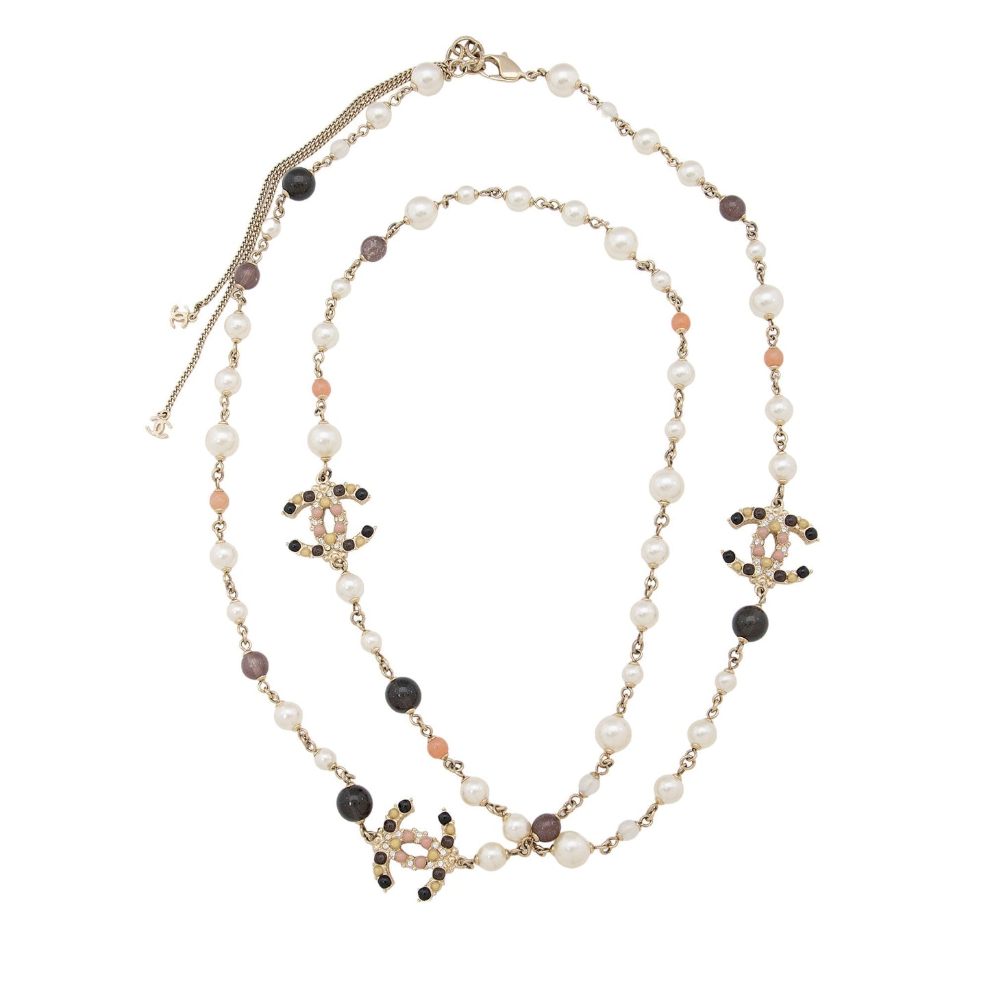 Chanel Pearl Crystal Cc Long Necklace (Shf-L0H3Vl)