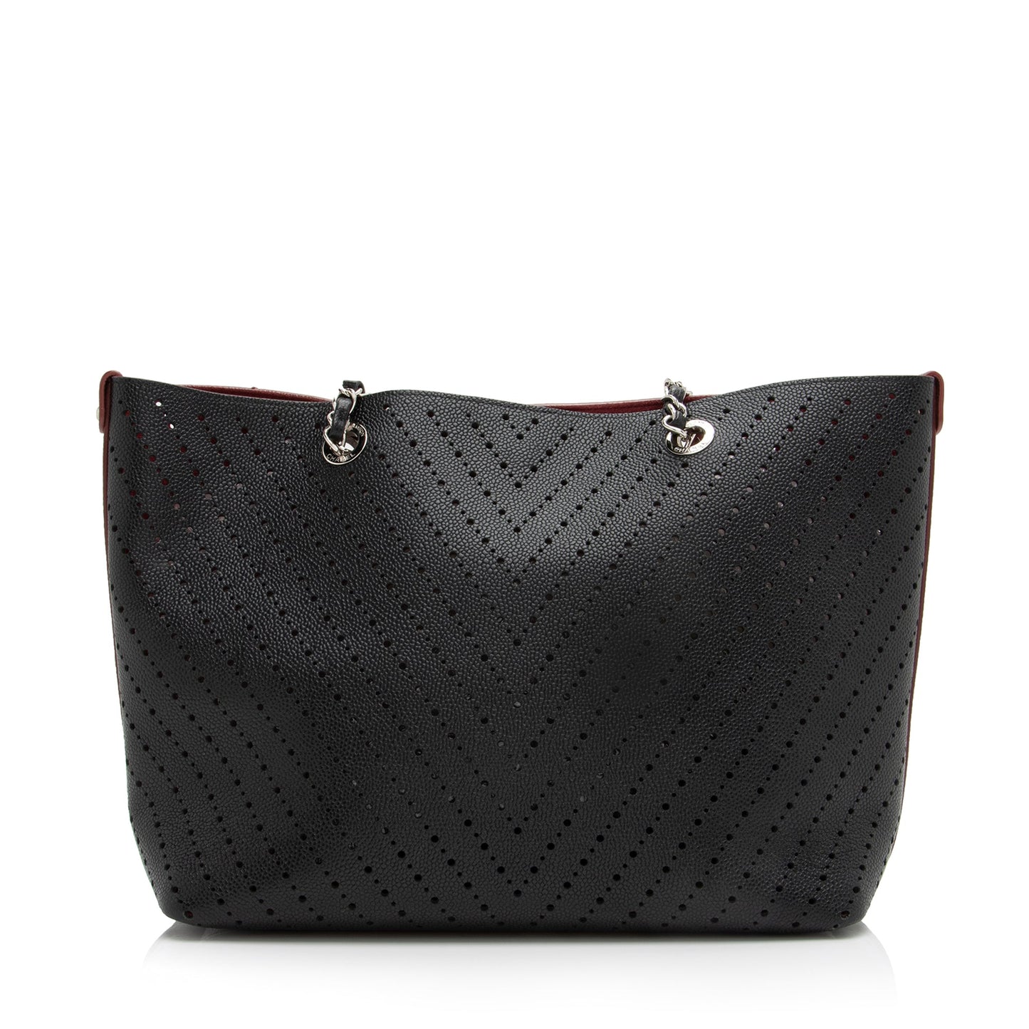 Chanel Perforated Caviar CC Shopping SHF Leather Tote Bag