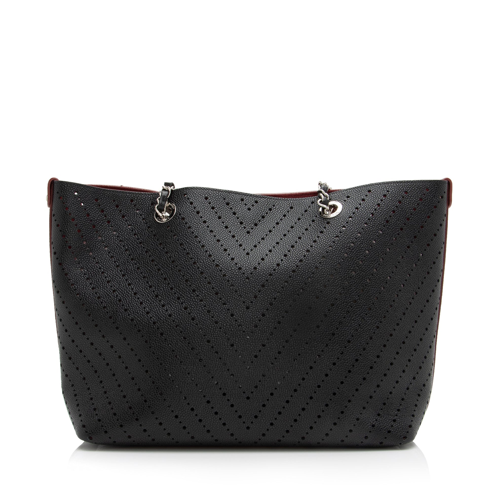 Chanel Perforated Caviar CC Shopping SHF Leather Tote Bag