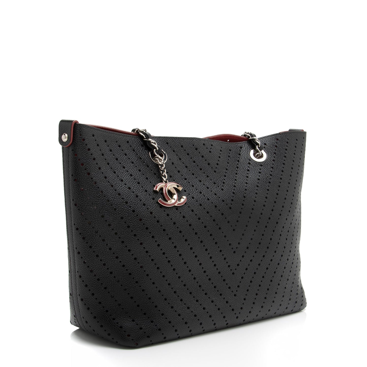 Chanel Perforated Caviar CC Shopping SHF Leather Tote Bag