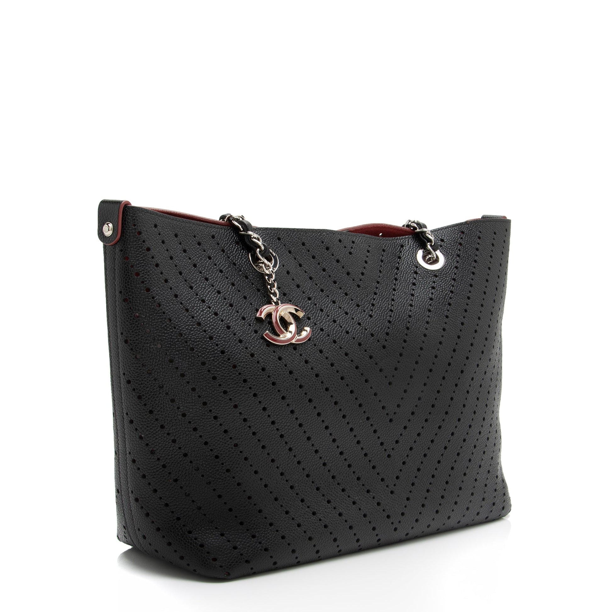 Chanel Perforated Caviar CC Shopping SHF Leather Tote Bag