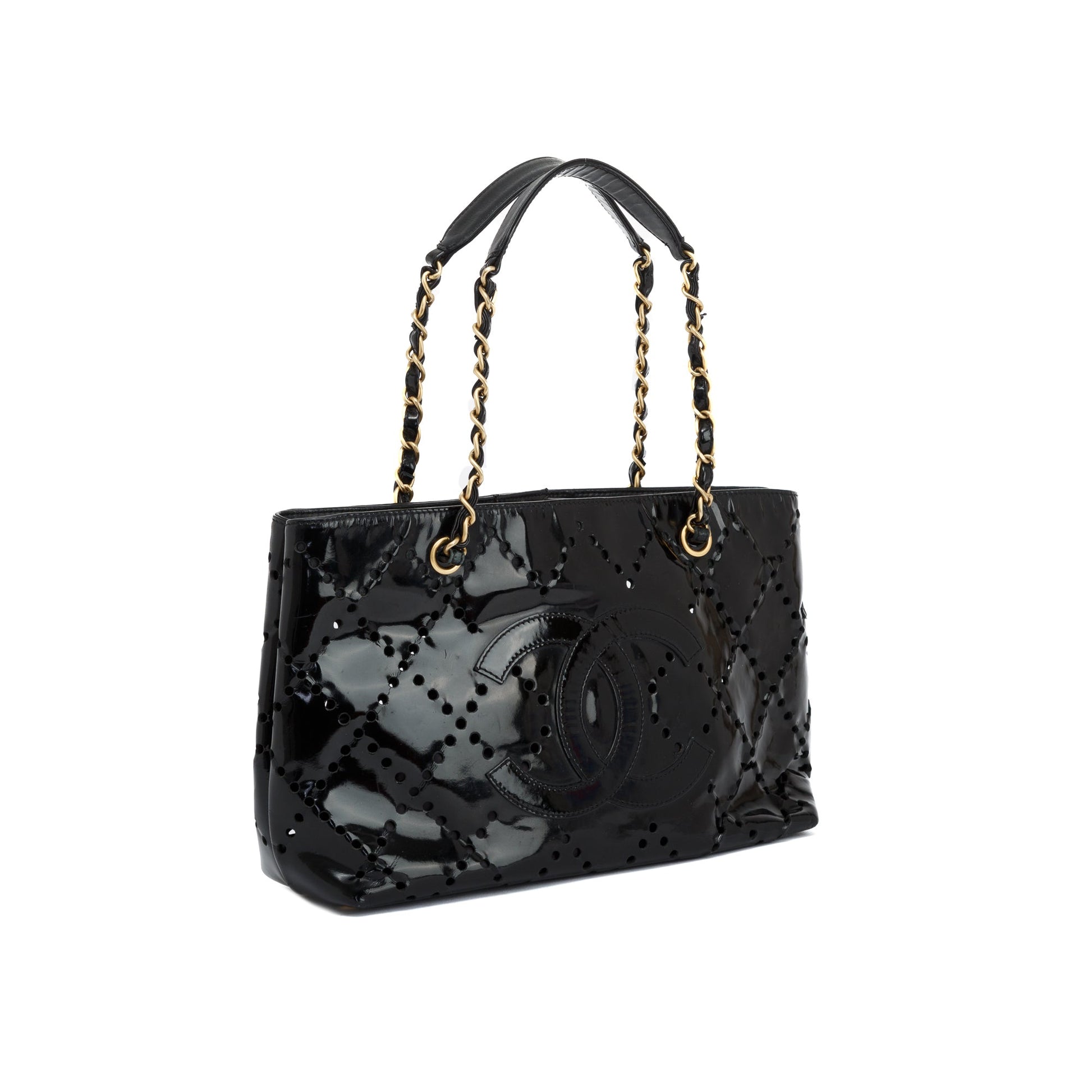 Chanel Perforated Patent CC Travel Bag