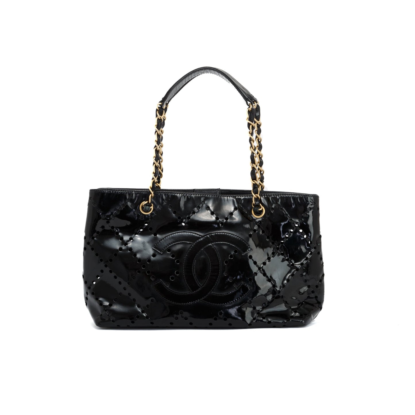 Chanel Perforated Patent CC Travel Bag