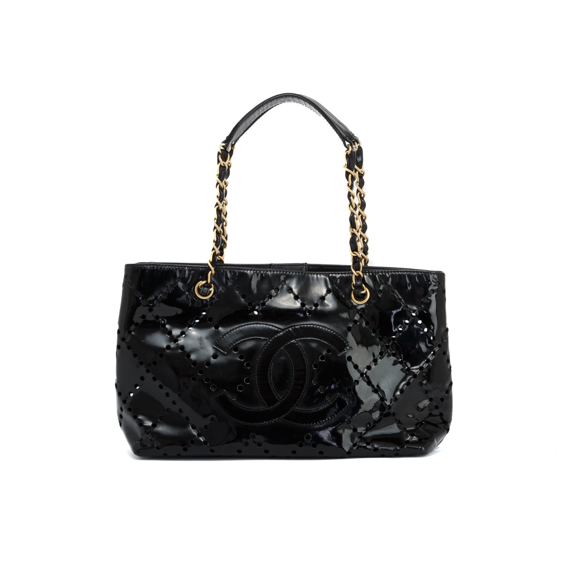 Chanel Perforated Patent CC Travel Bag