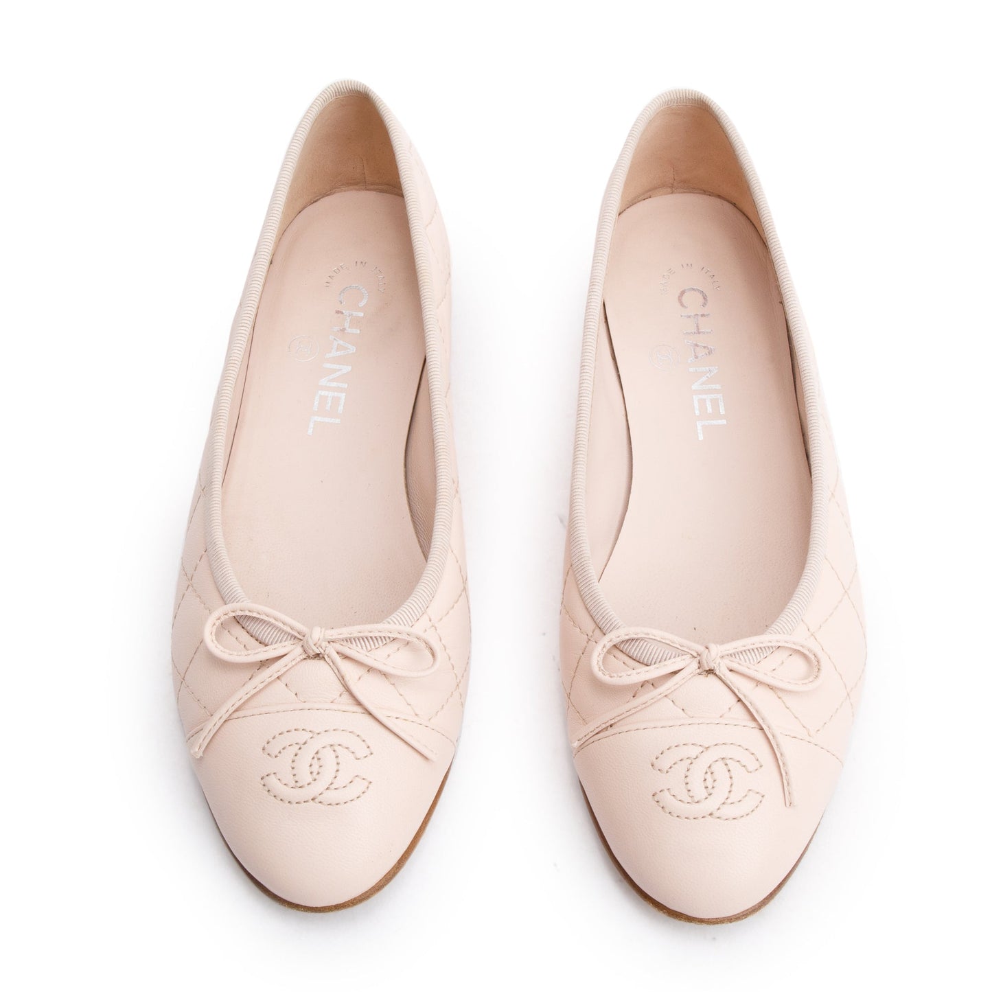 Chanel Interlocking CC Logo Flats Leather Calfskin Pink Shoes
