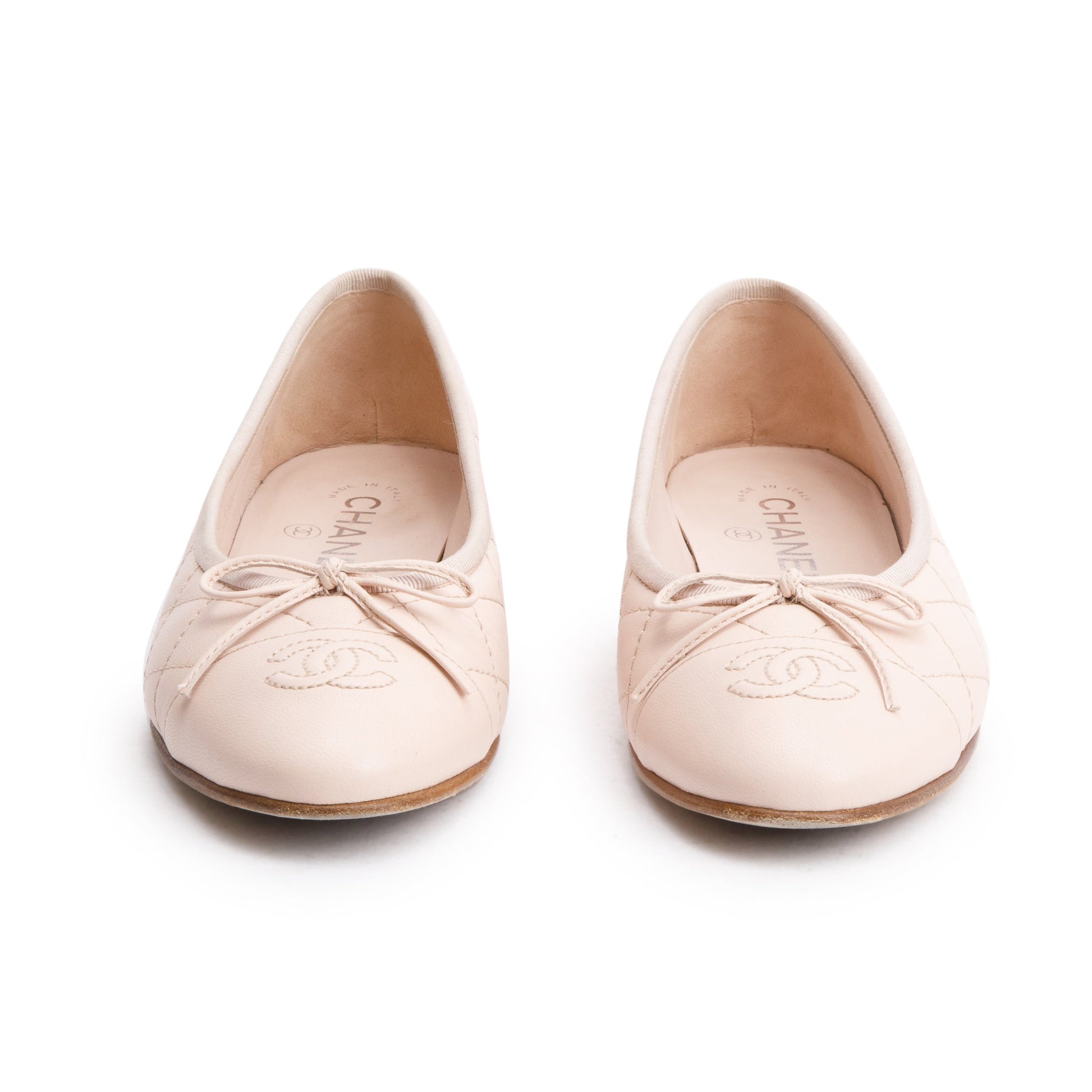 Chanel Interlocking CC Logo Flats Leather Calfskin Pink Shoes