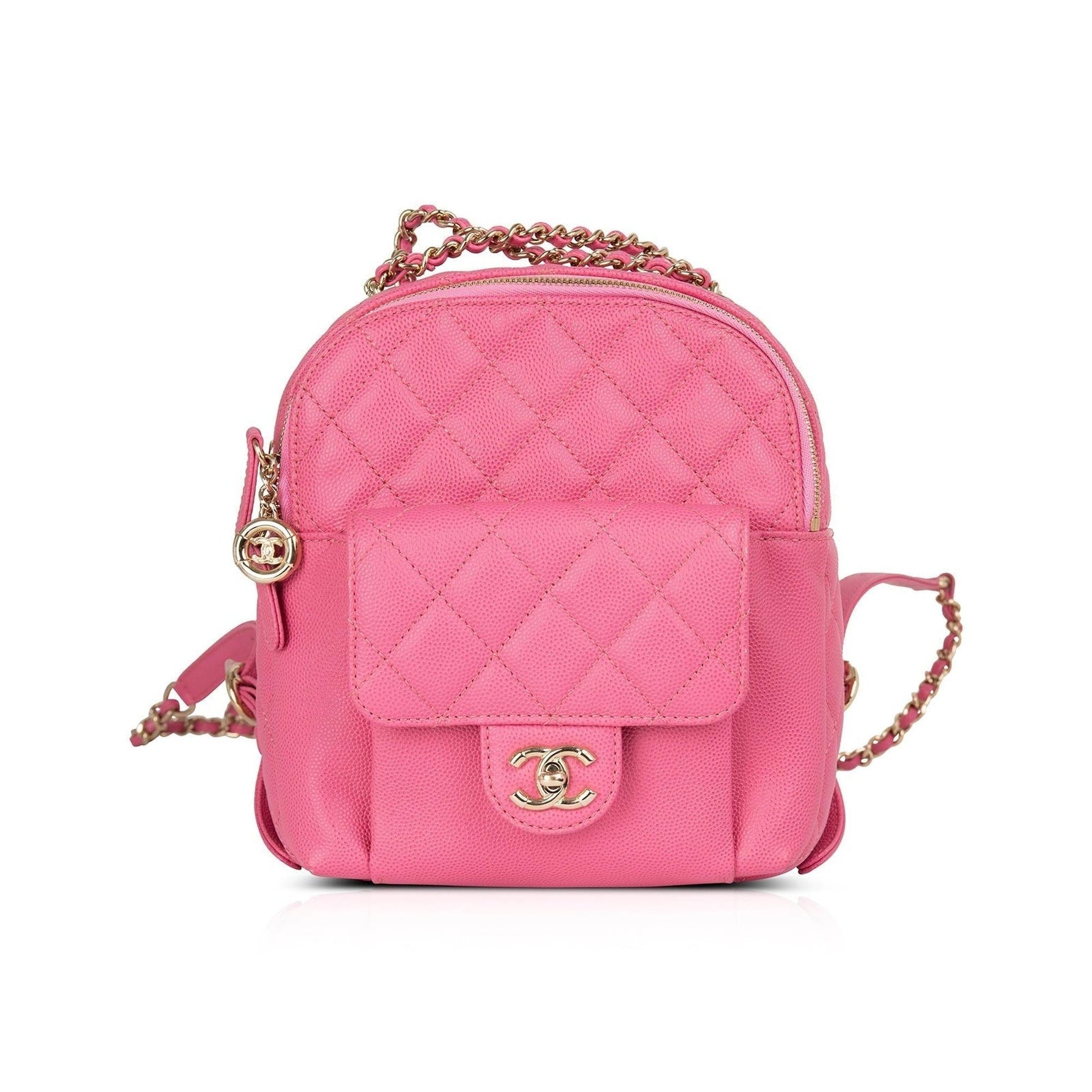 Chanel Caviar CC Day Backpack Pink Travel Bag