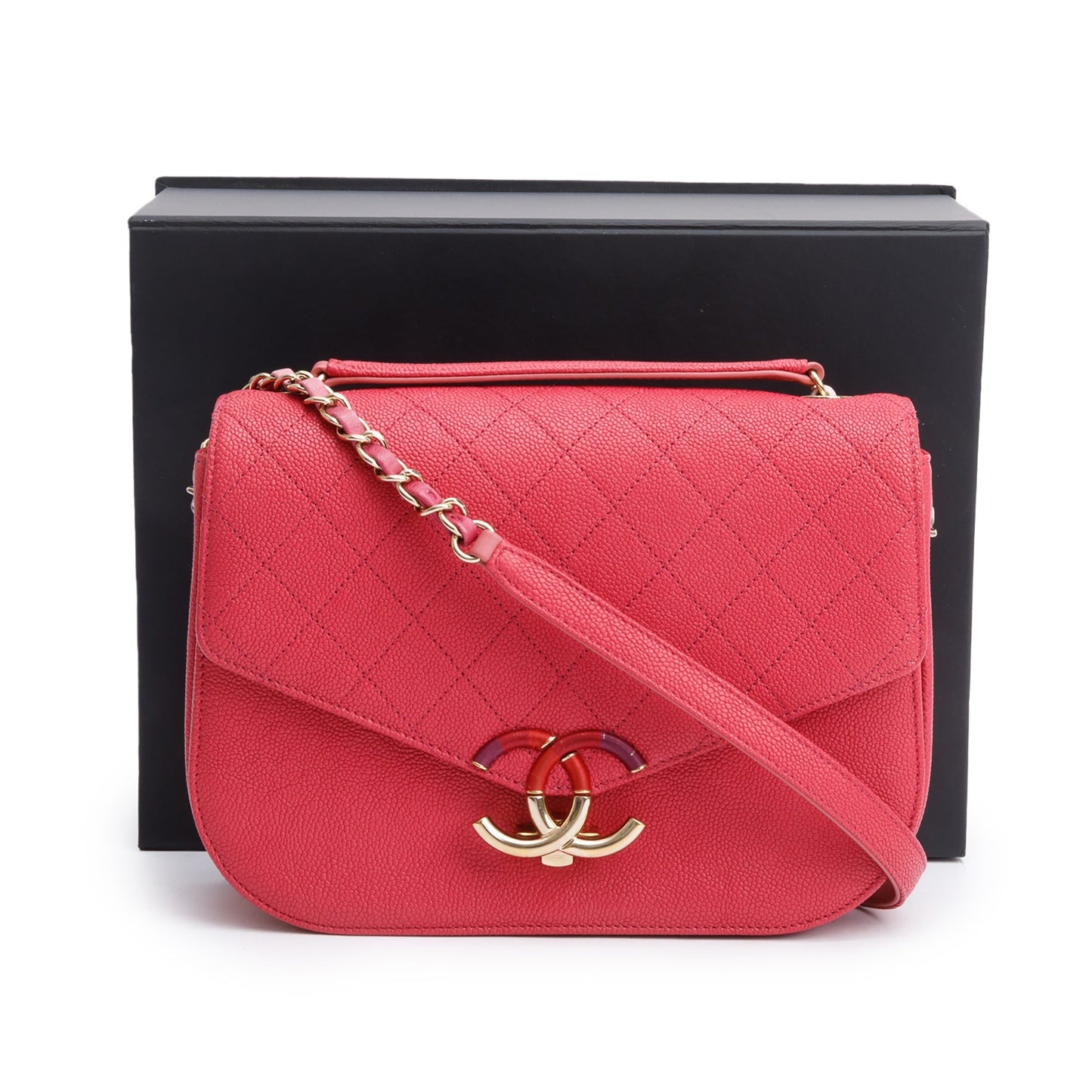 Chanel Caviar Paris-Cuba Thread Around Flap Pink Travel Bag