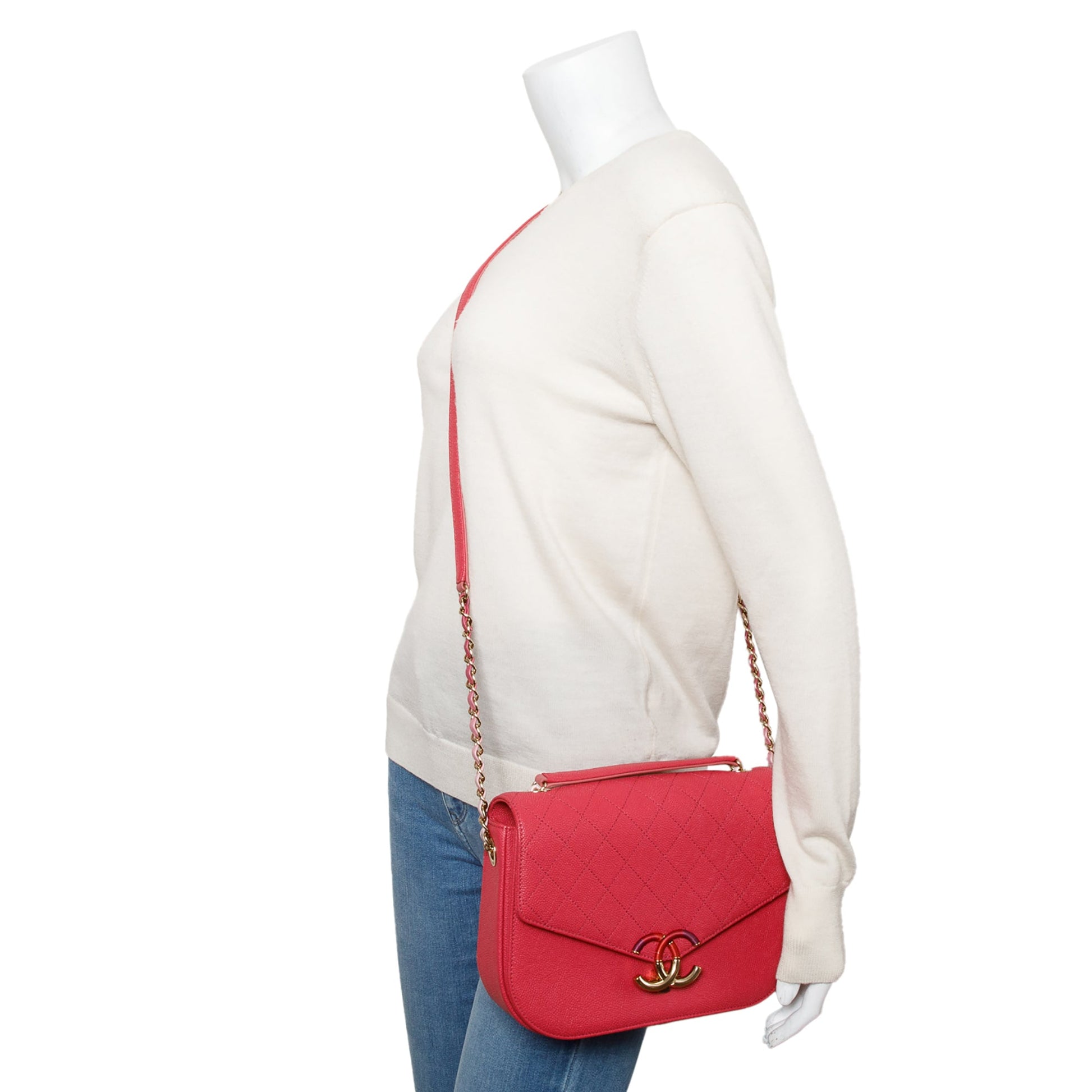 Chanel Caviar Paris-Cuba Thread Around Flap Pink Travel Bag