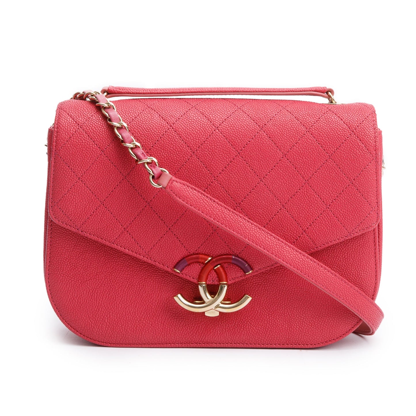 Chanel Caviar Paris-Cuba Thread Around Flap Pink Travel Bag