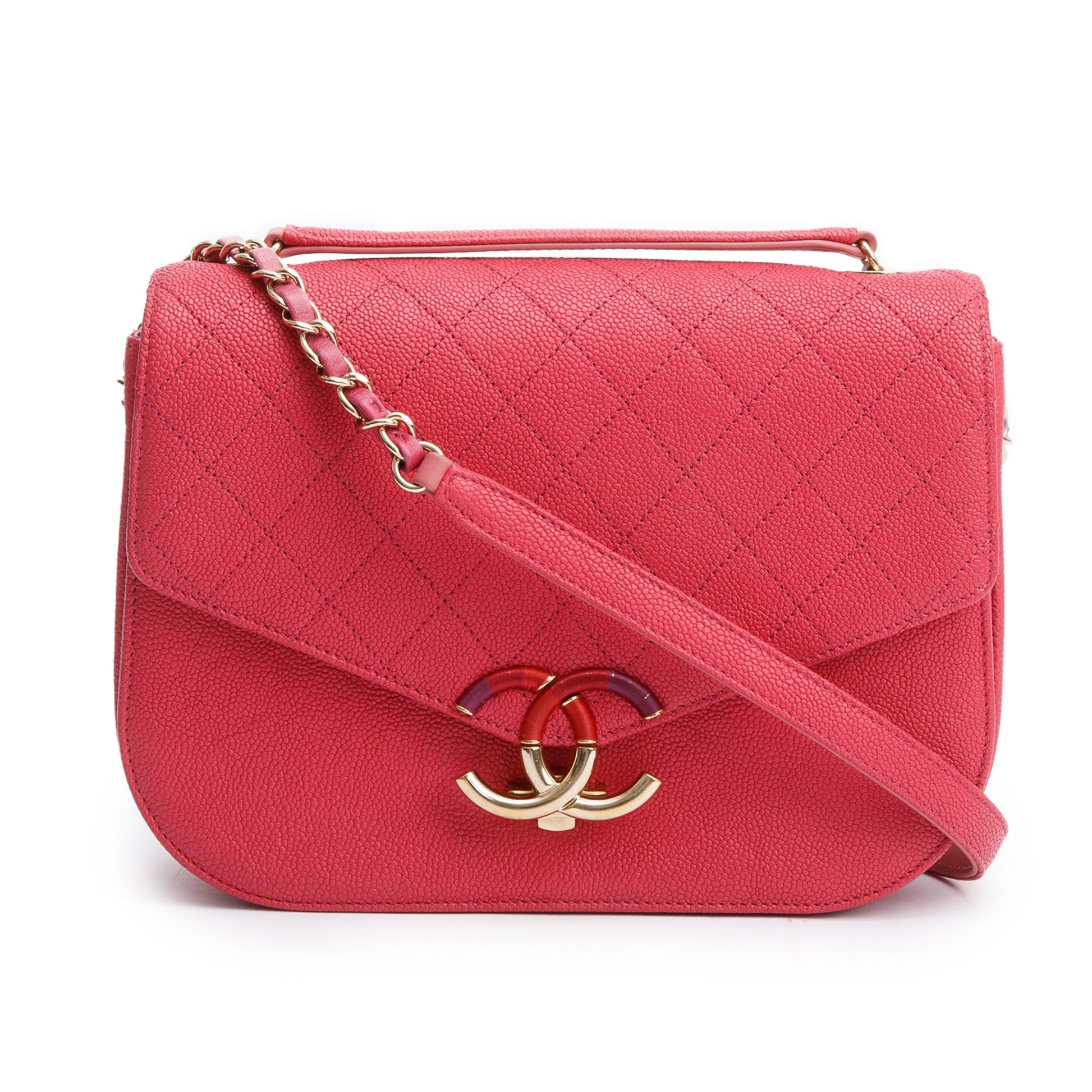 Chanel Caviar Paris-Cuba Thread Around Flap Pink Travel Bag