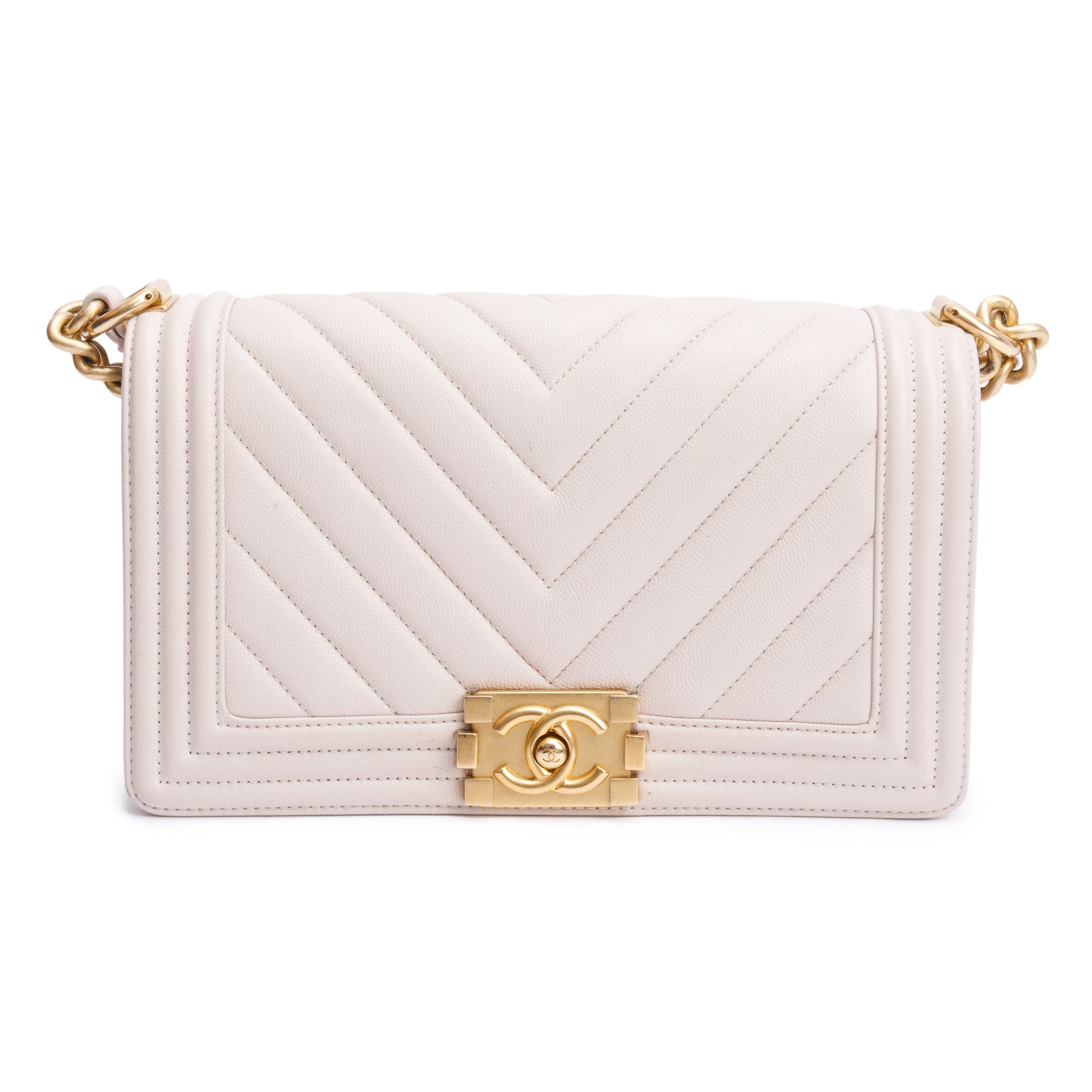 Chanel Chevron Quilted Caviar Boy Leather Pink Travel Bag