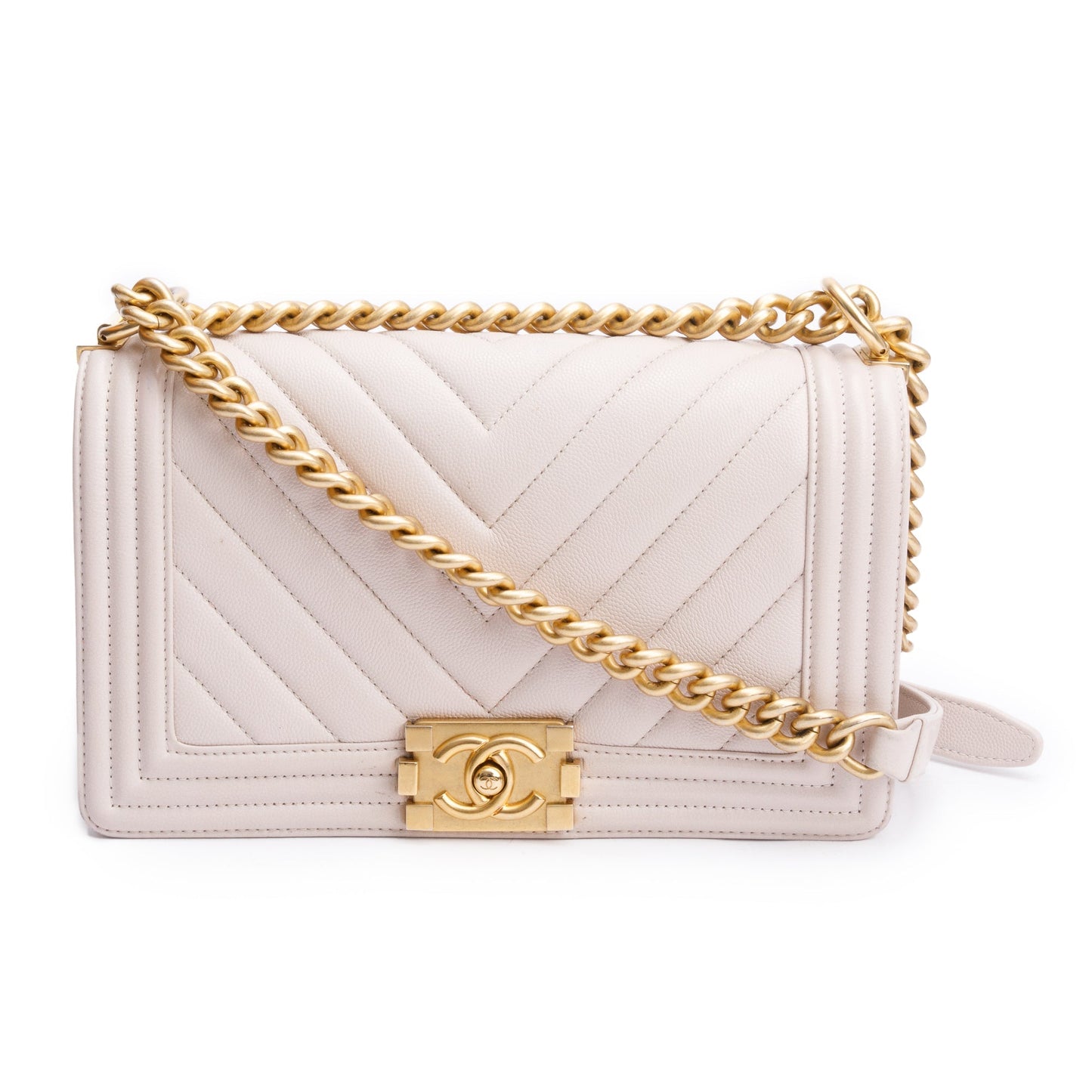 Chanel Chevron Quilted Caviar Boy Leather Pink Travel Bag