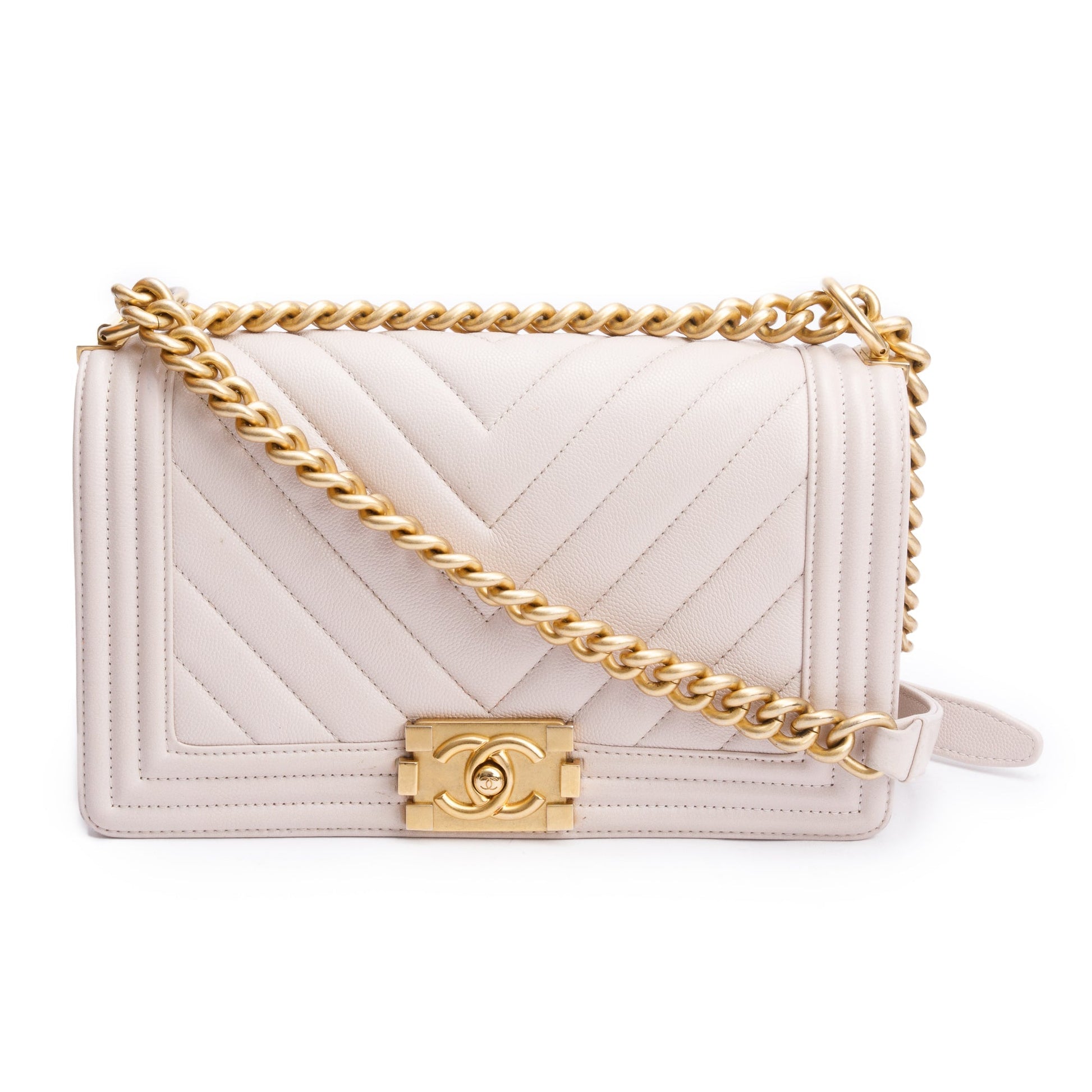 Chanel Chevron Quilted Caviar Boy Leather Pink Travel Bag