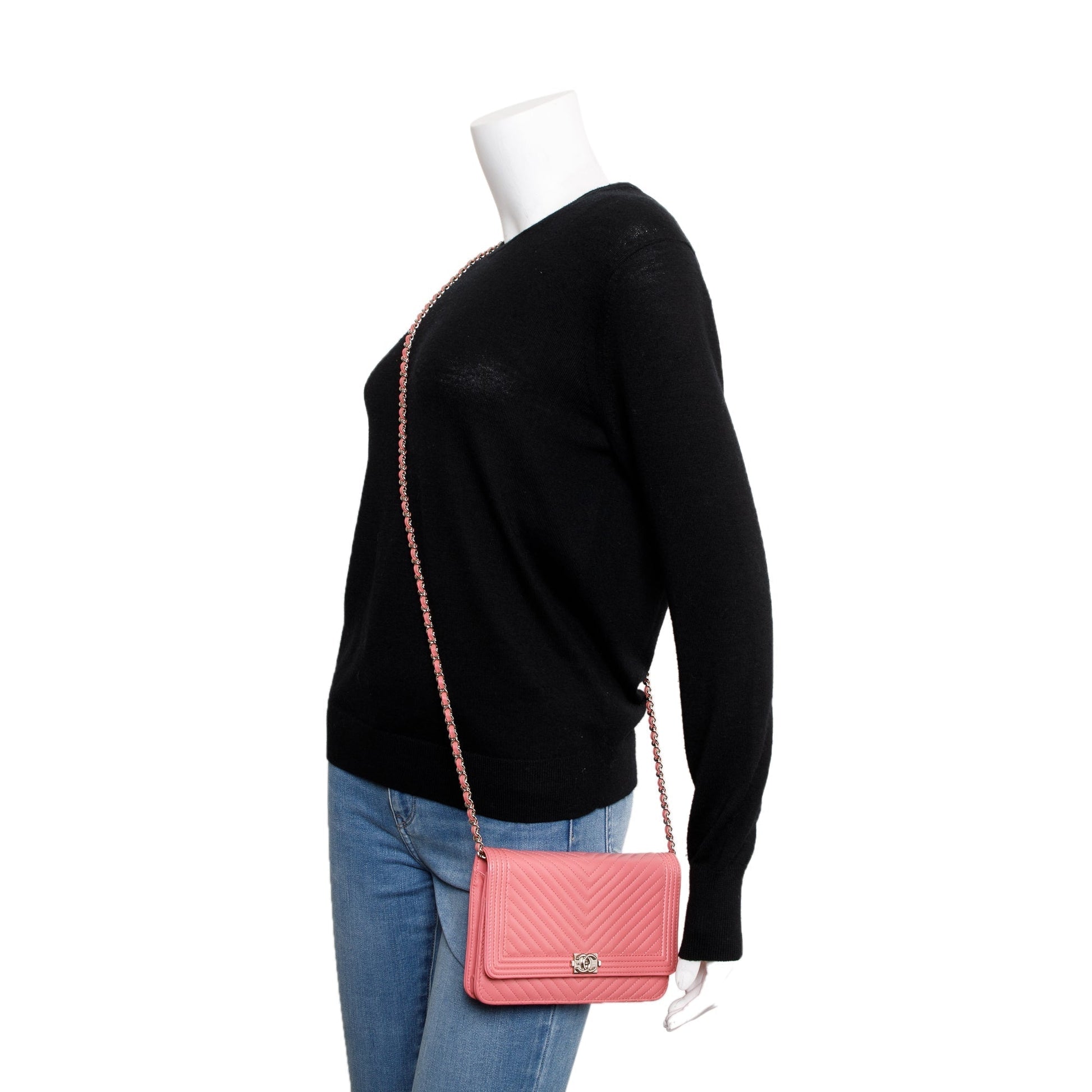 Chanel Boy on Leather Lambskin Pink Wallet Case