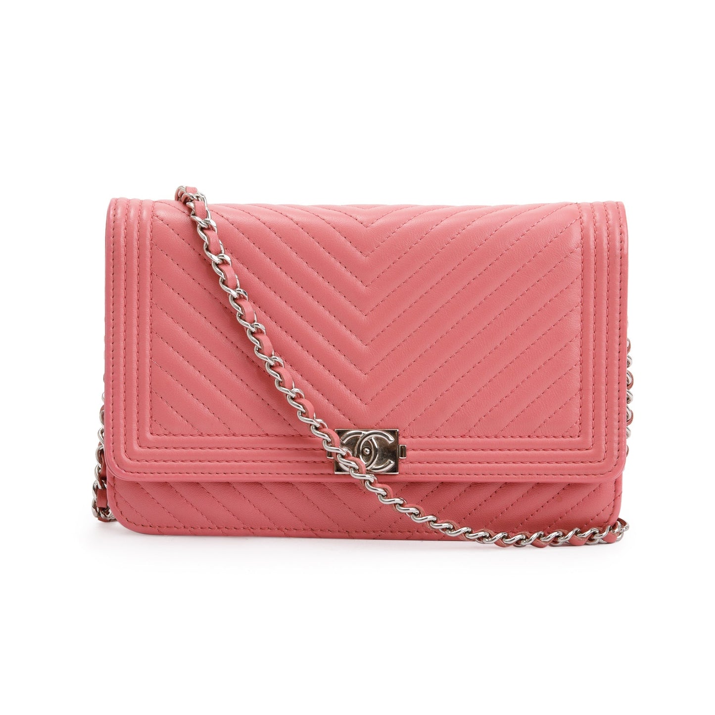 Chanel Boy on Leather Lambskin Pink Wallet Case