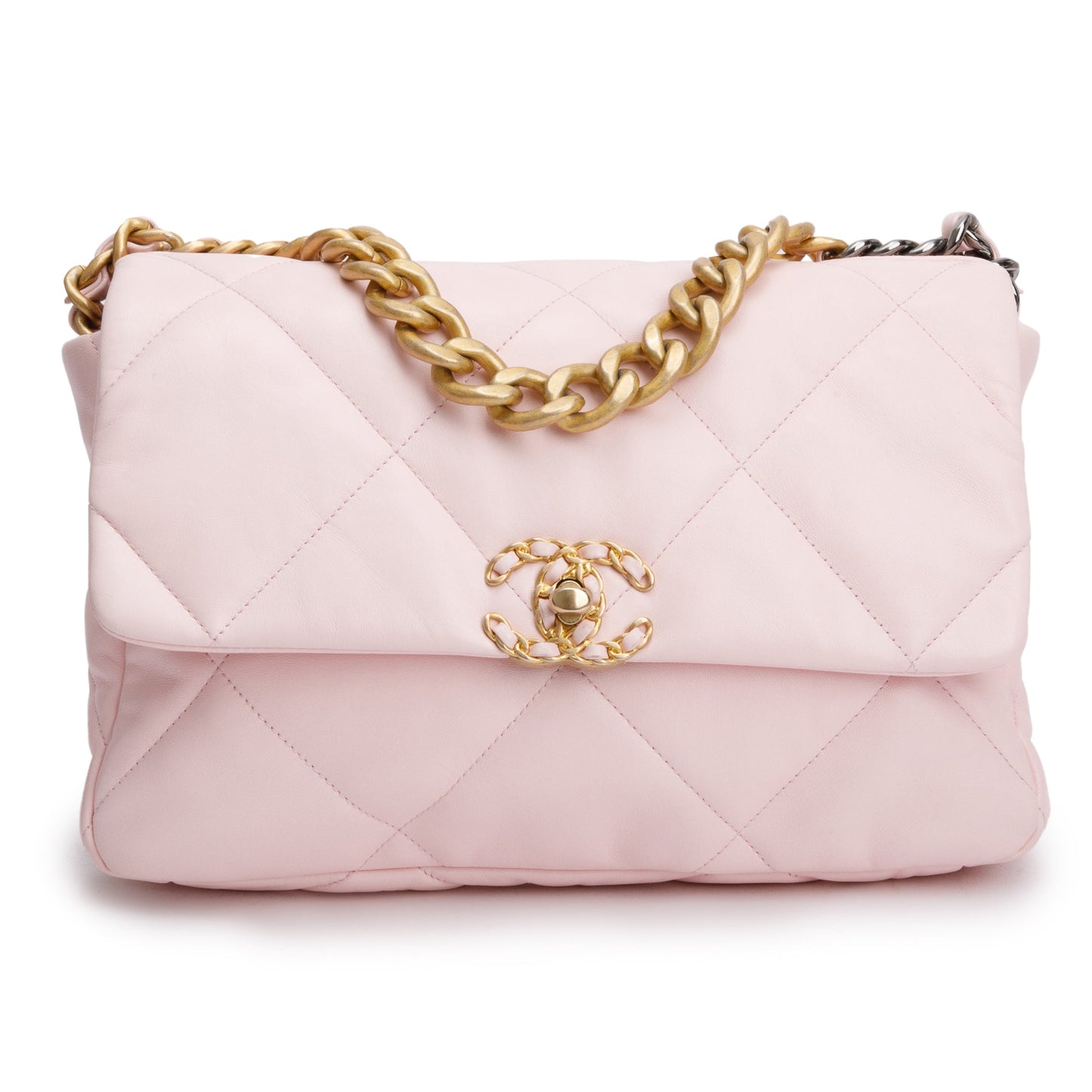 Chanel 19 Flap Leather Lambskin Pink Travel Bag Flap Bag