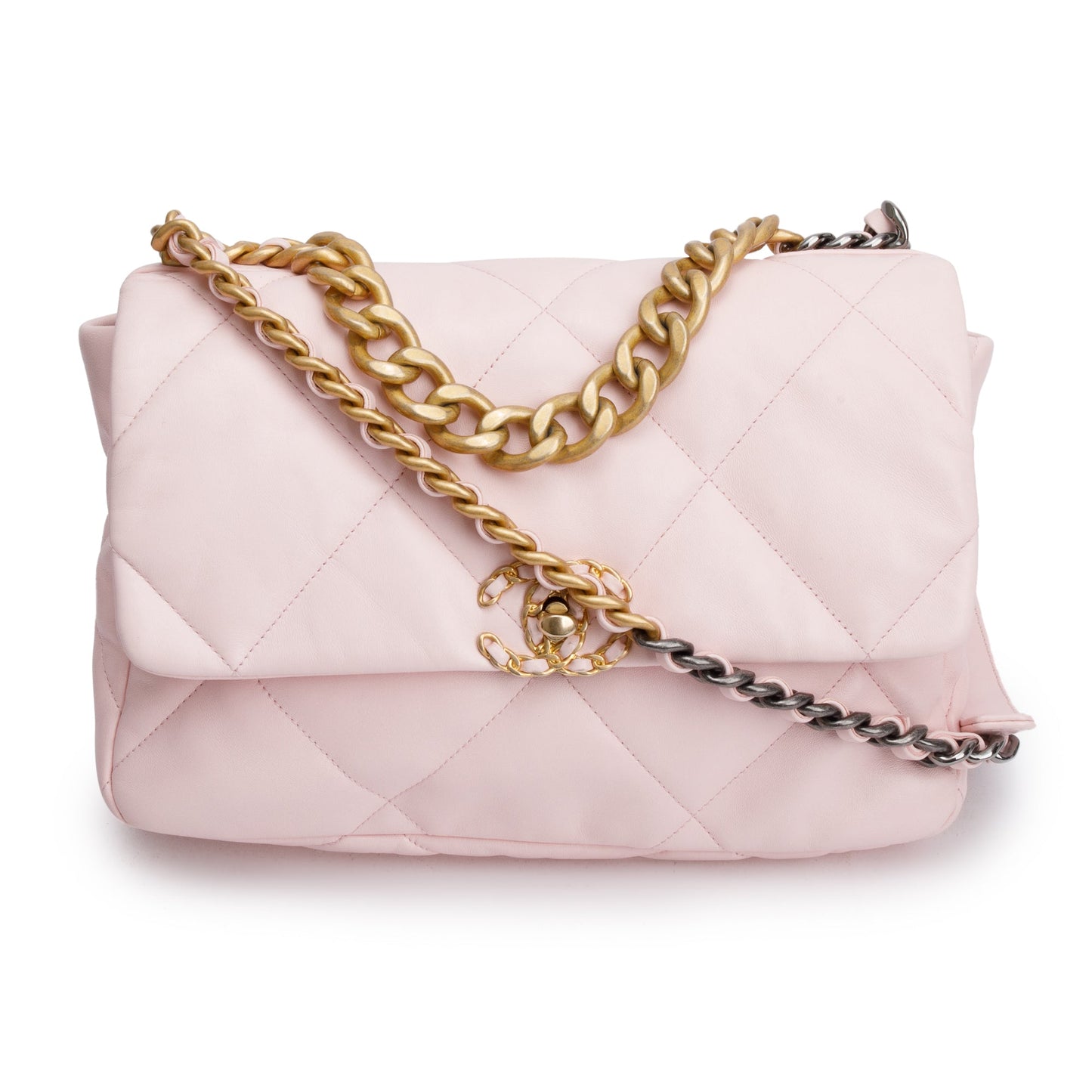 Chanel 19 Flap Leather Lambskin Pink Travel Bag Flap Bag