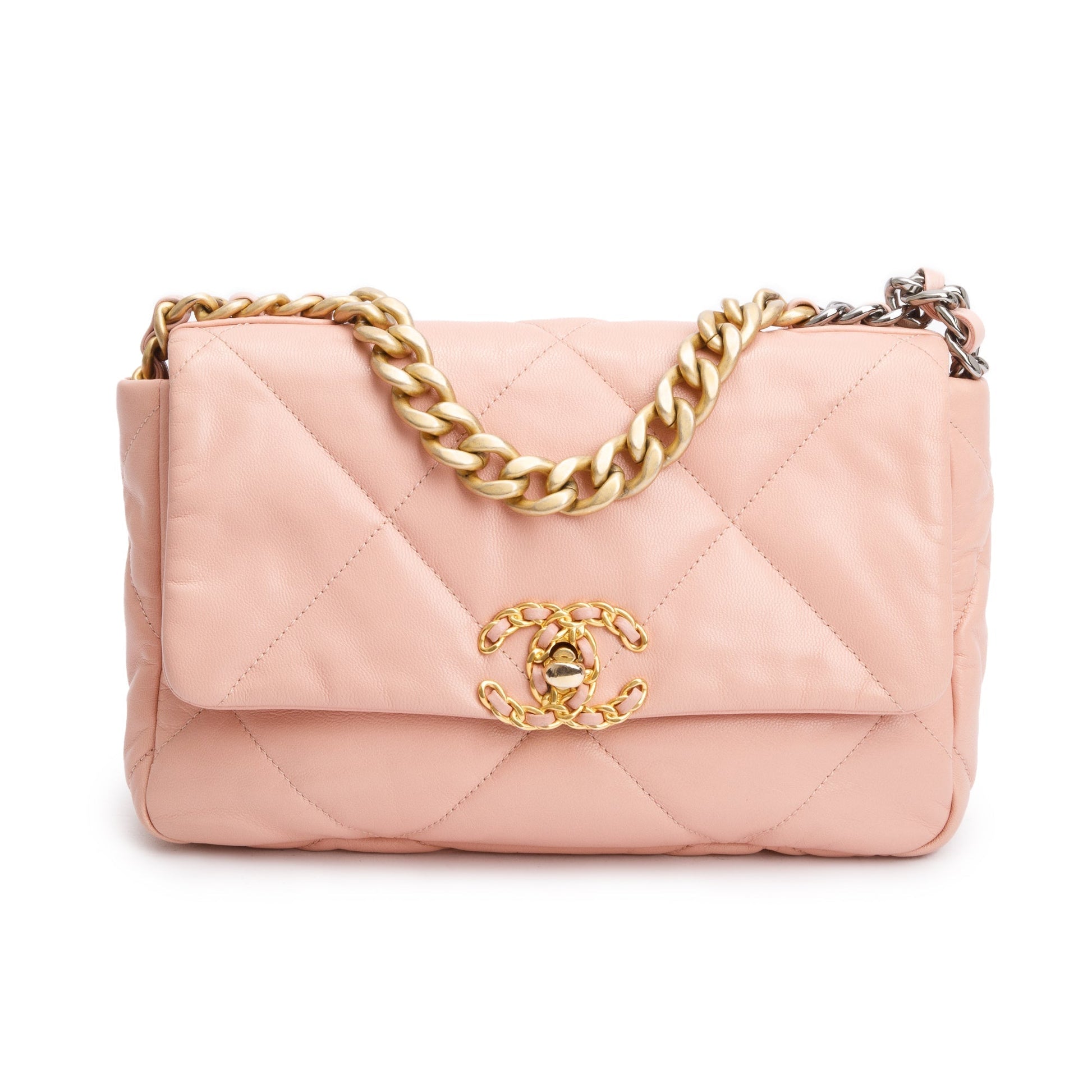 Chanel 19 Flap Leather Lambskin Pink Travel Bag Authenticity Card