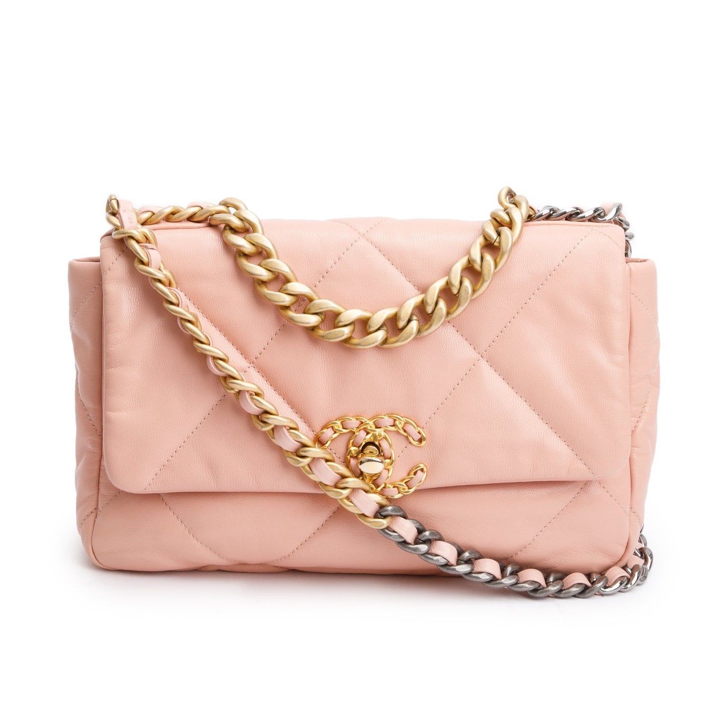 Chanel 19 Flap Leather Lambskin Pink Travel Bag Authenticity Card