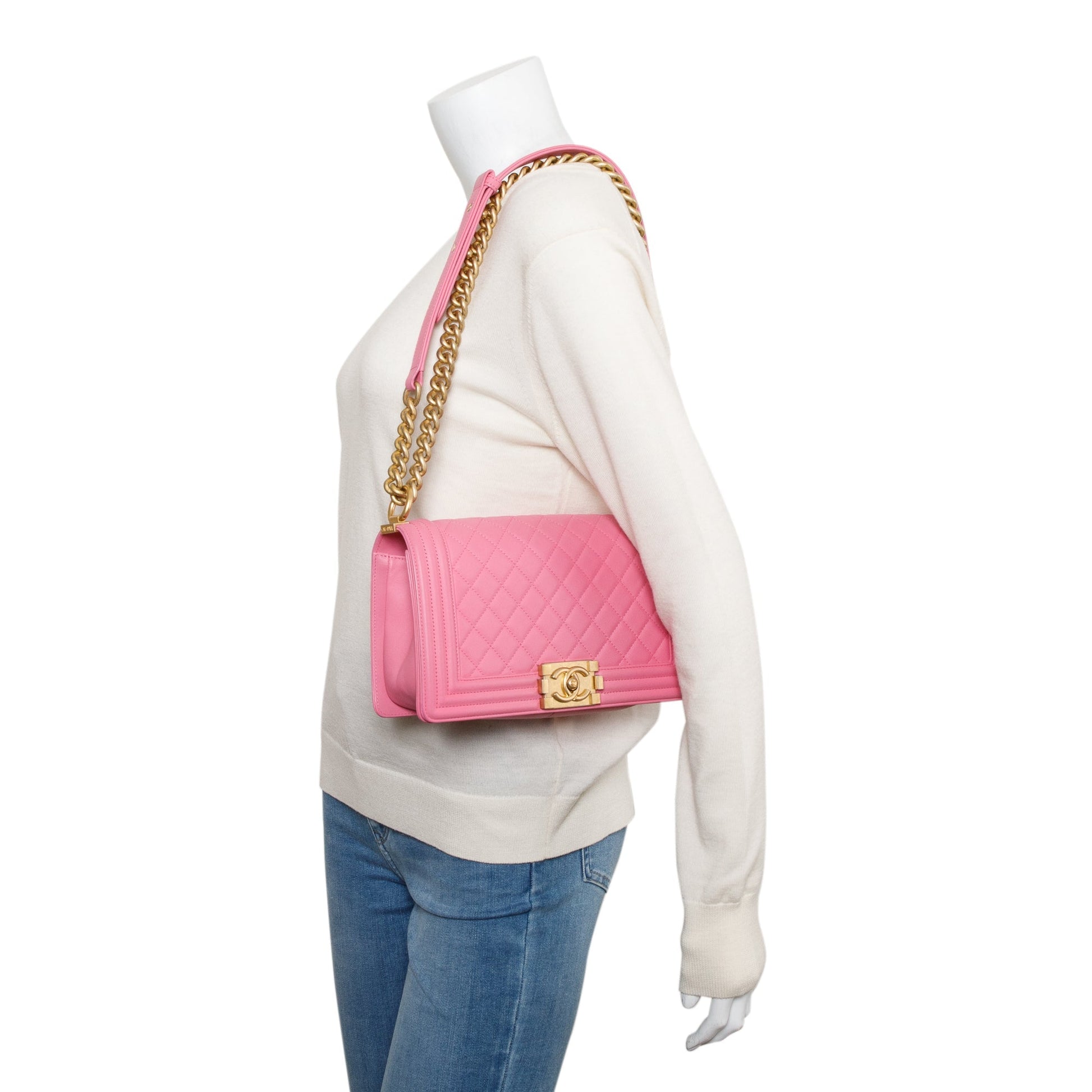Chanel Boy Lambskin Pink Travel Bag