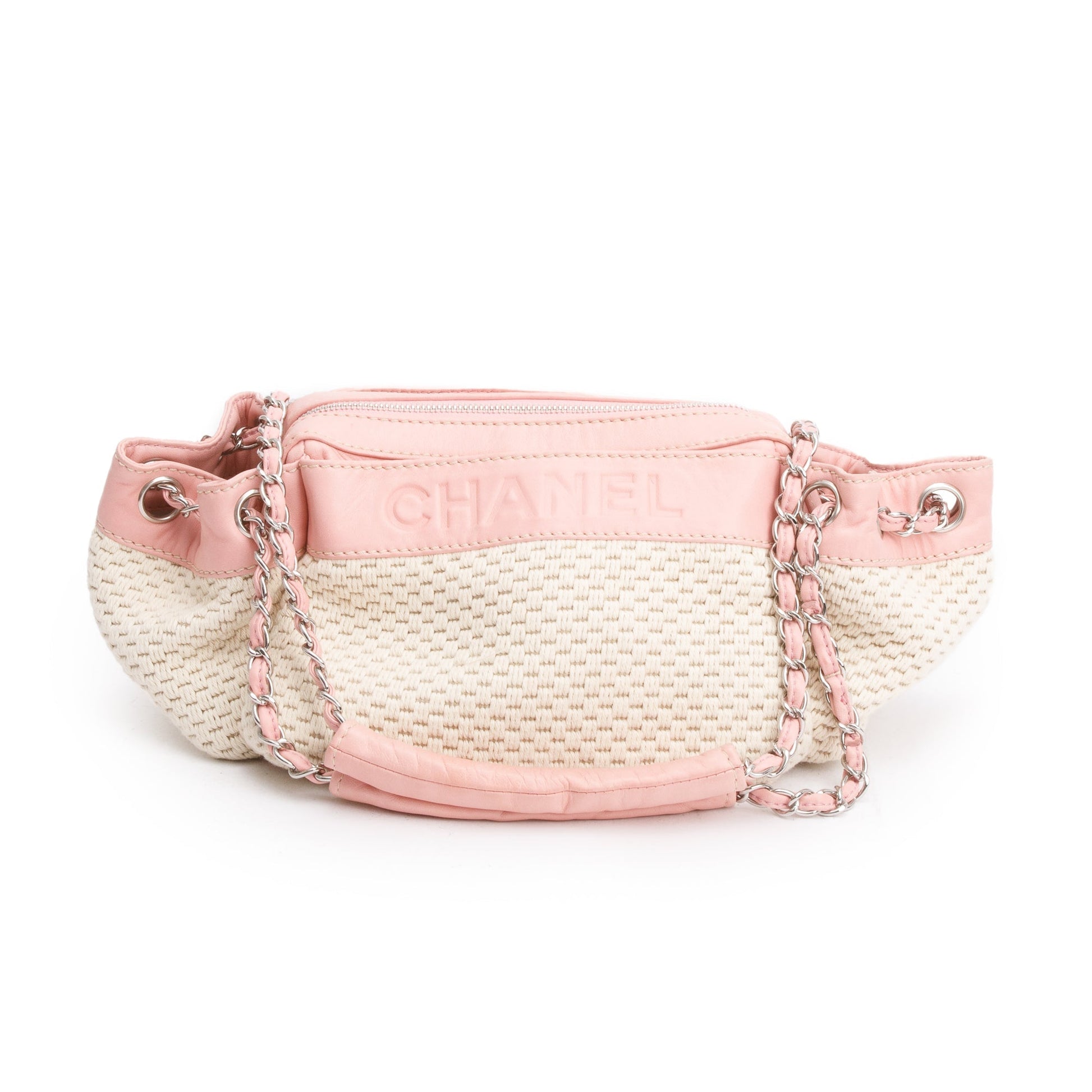 Chanel Neutral Crochette LAX Accordion Leather Pink Travel Bag