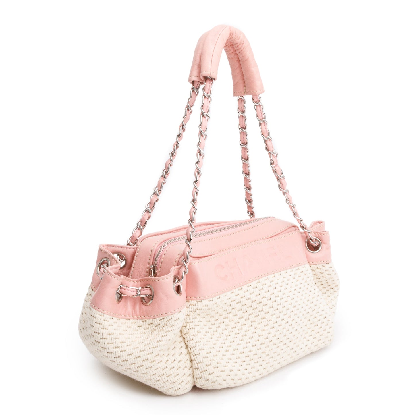 Chanel Neutral Crochette LAX Accordion Leather Pink Travel Bag