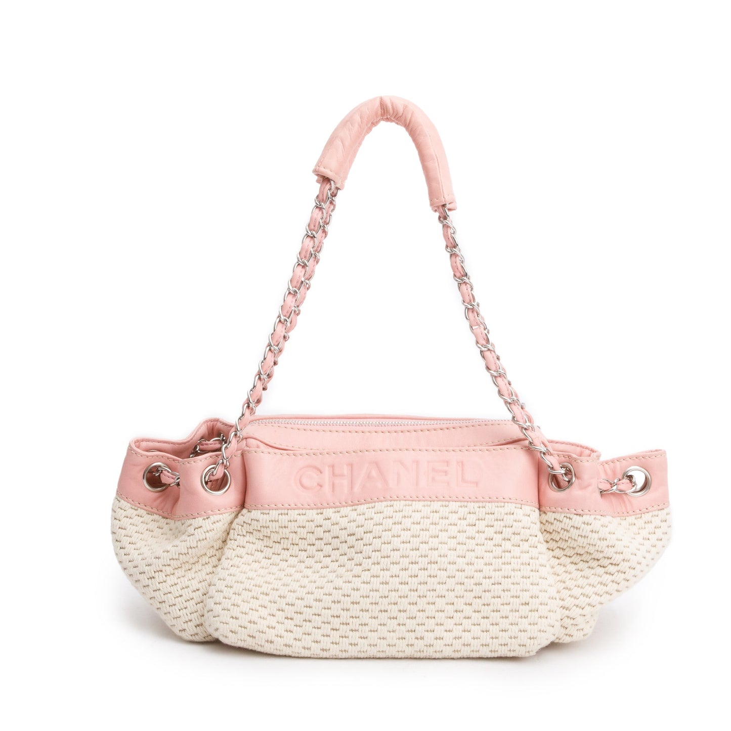 Chanel Neutral Crochette LAX Accordion Leather Pink Travel Bag