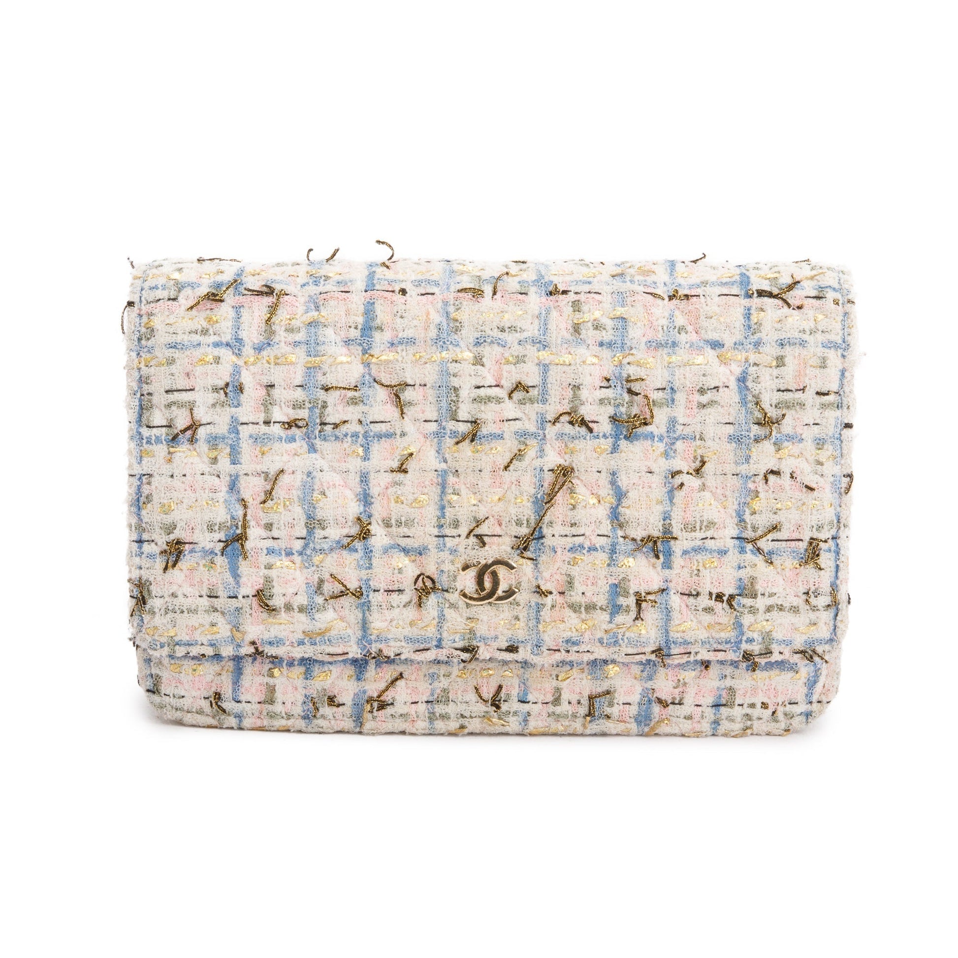 Chanel Tweed Classic On Pink Multicolor Wallet Case