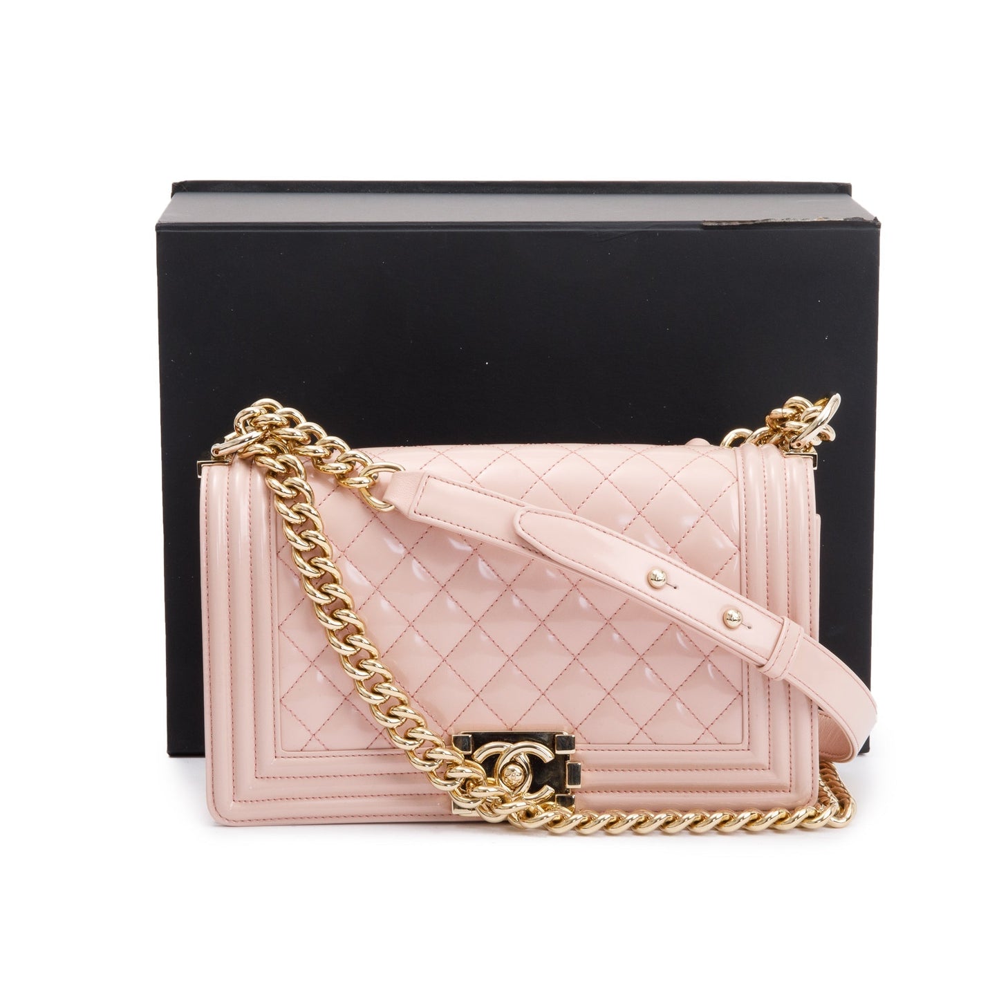 Chanel Patent Boy Leather Pink Travel Bag