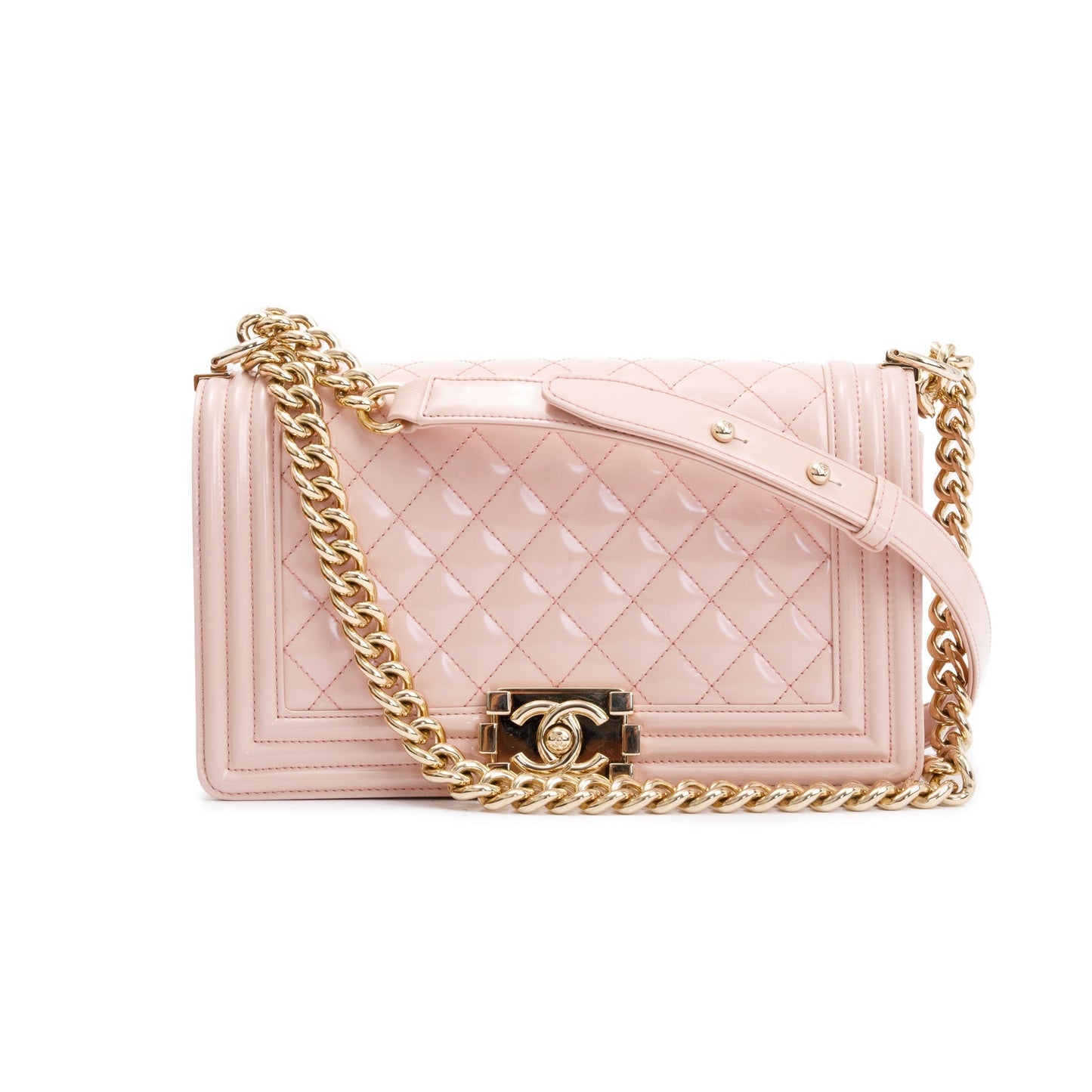 Chanel Patent Boy Leather Pink Travel Bag
