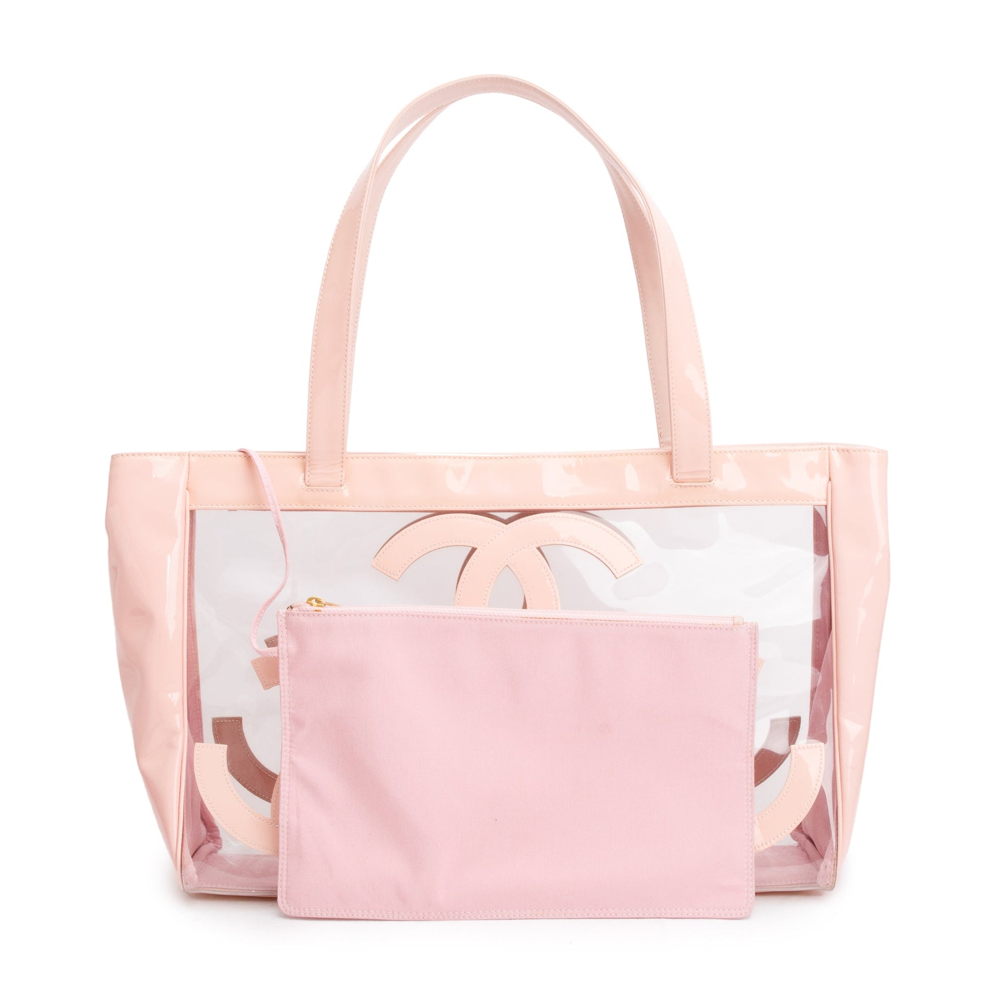 Chanel Patent Transparent PVC Triple CC Leather Pink Travel Bag