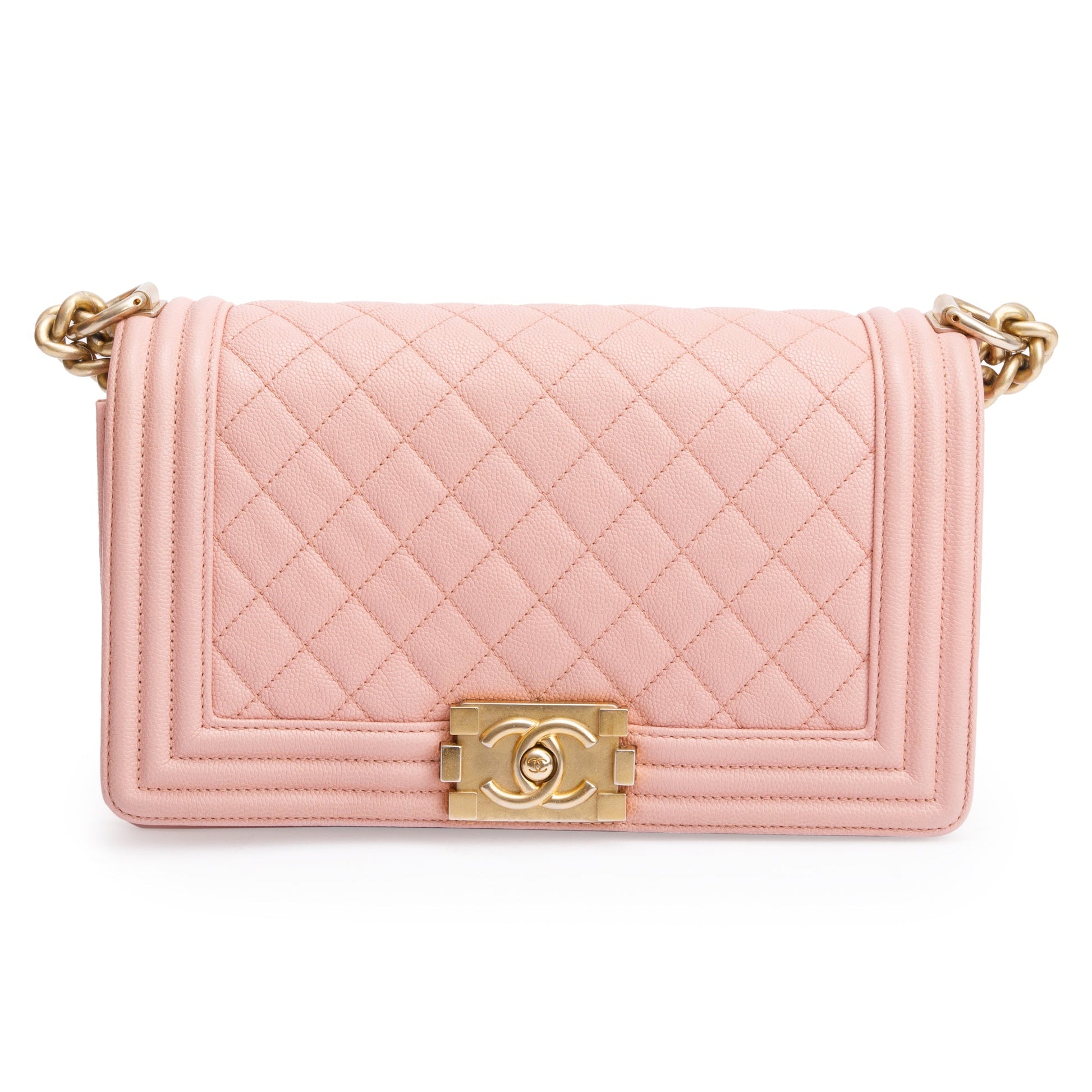 Chanel Quilted Caviar Boy Leather Pink Travel Bag