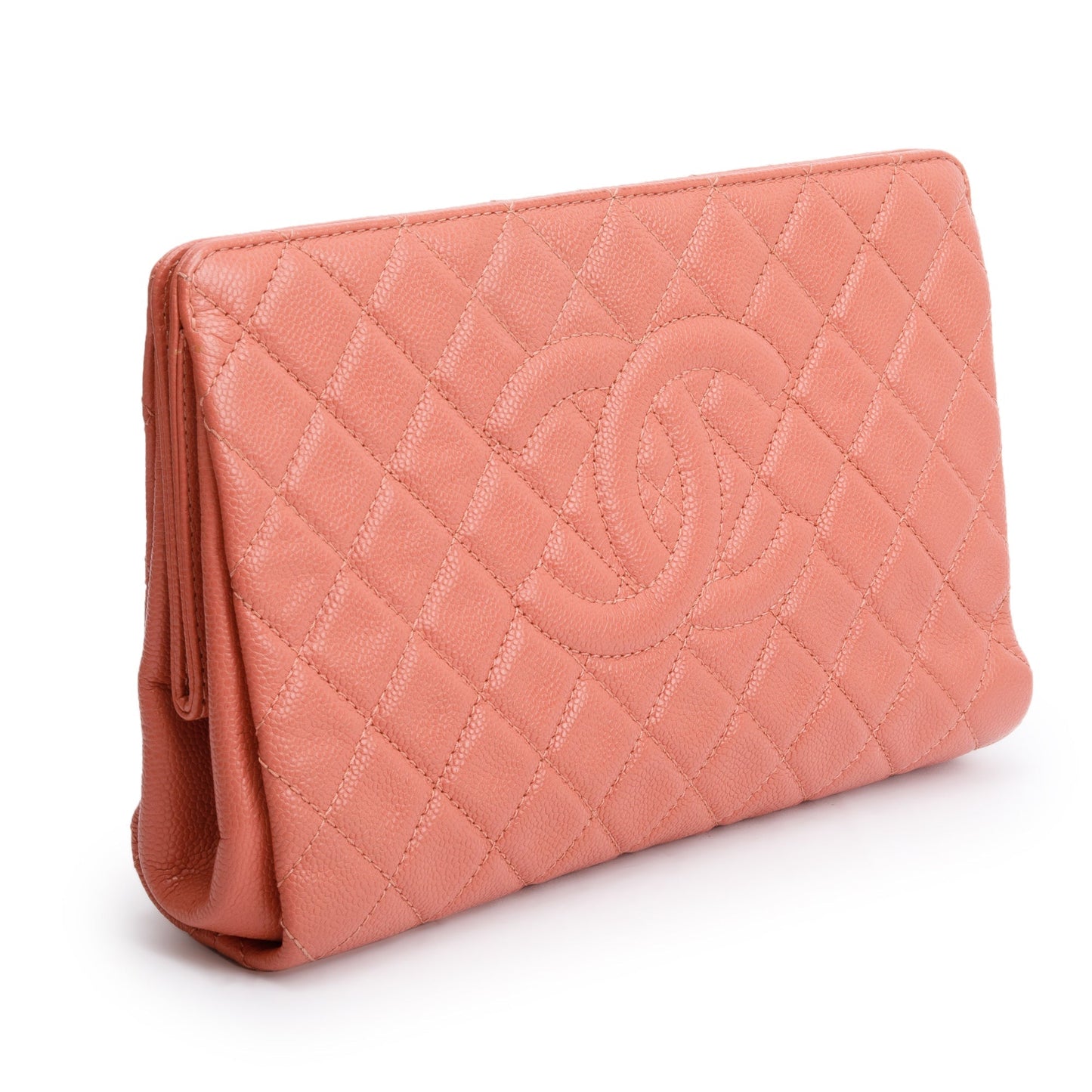 Chanel Quilted Caviar Timeless CC Frame Leather Pink Travel Bag