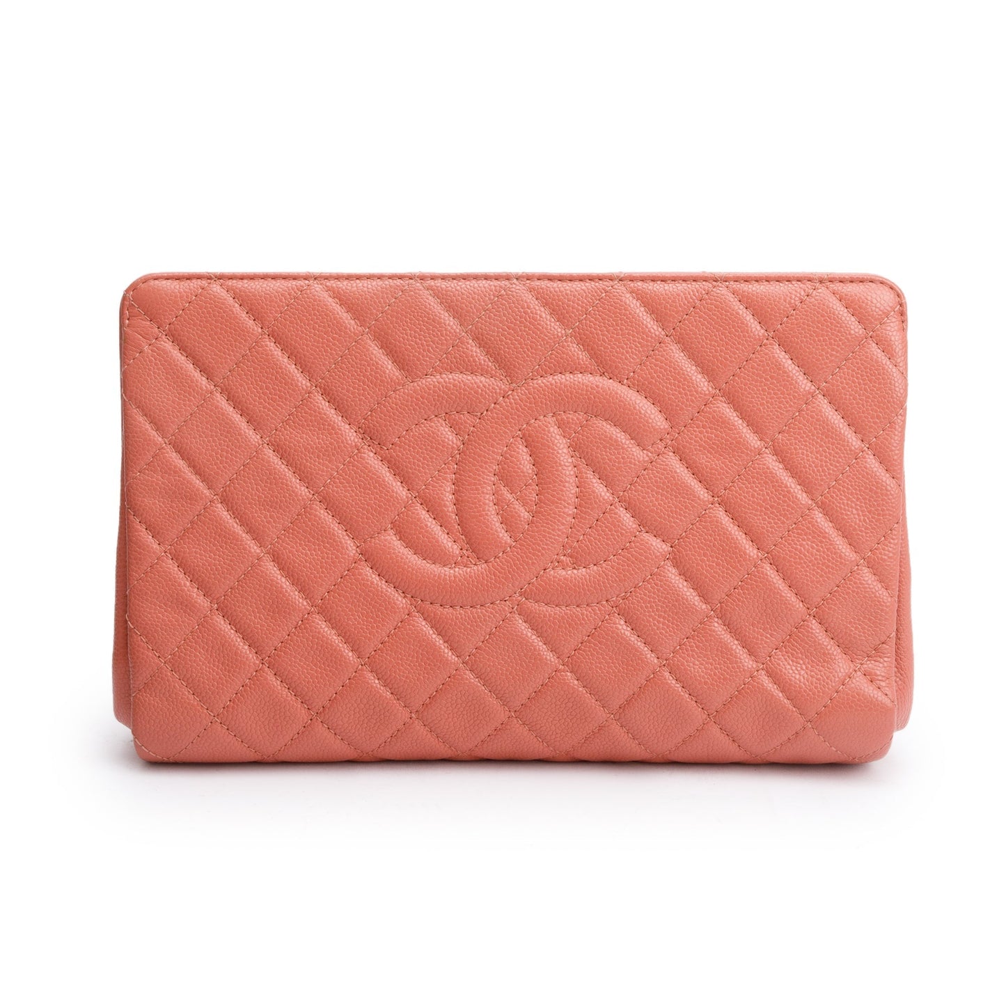 Chanel Quilted Caviar Timeless CC Frame Leather Pink Travel Bag