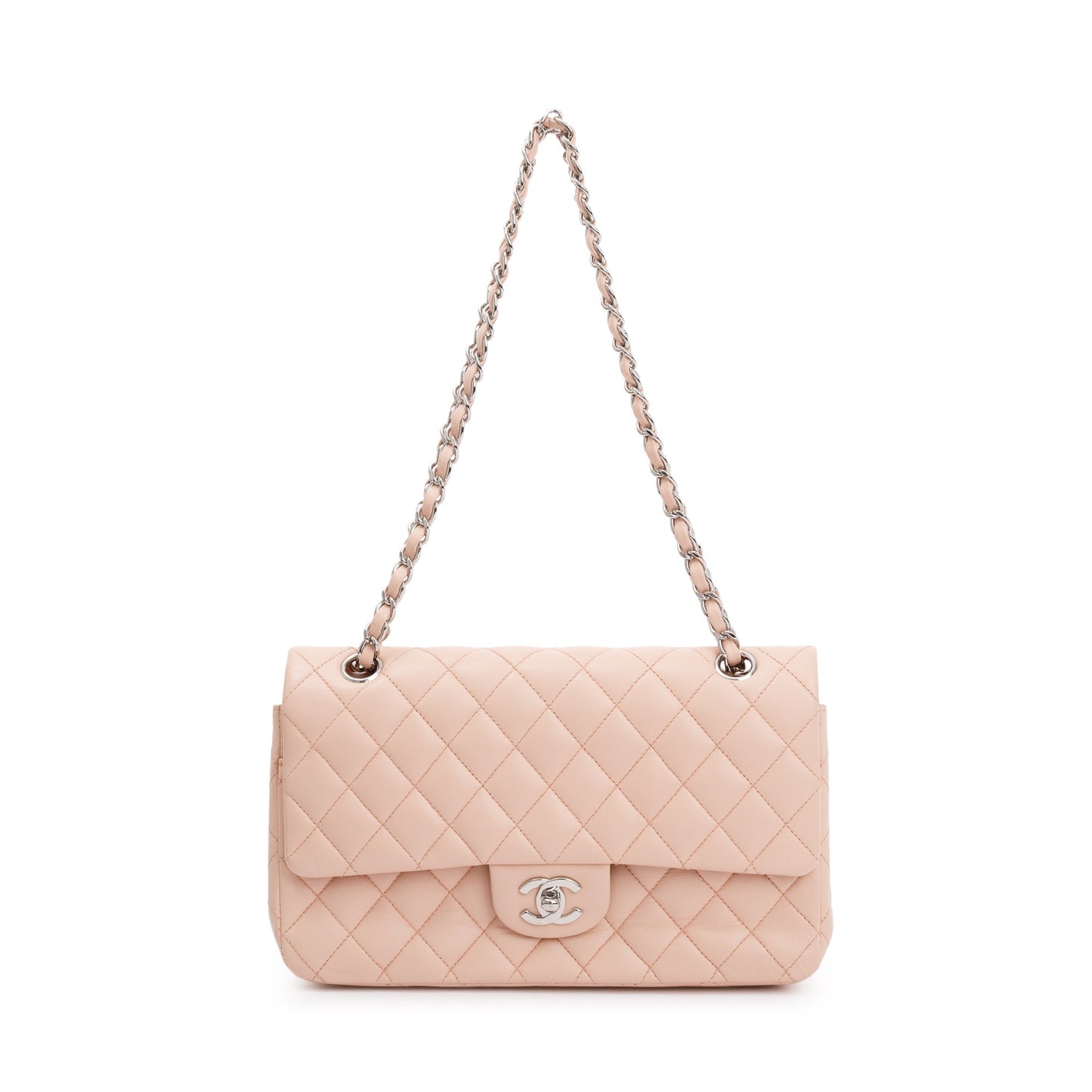 Chanel Quilted Classic Double Flap Lambskin Pink Travel Bag