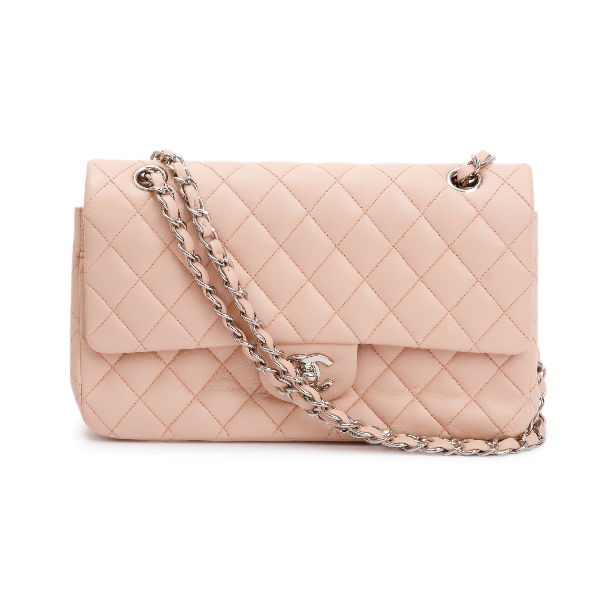Chanel Quilted Classic Double Flap Lambskin Pink Travel Bag