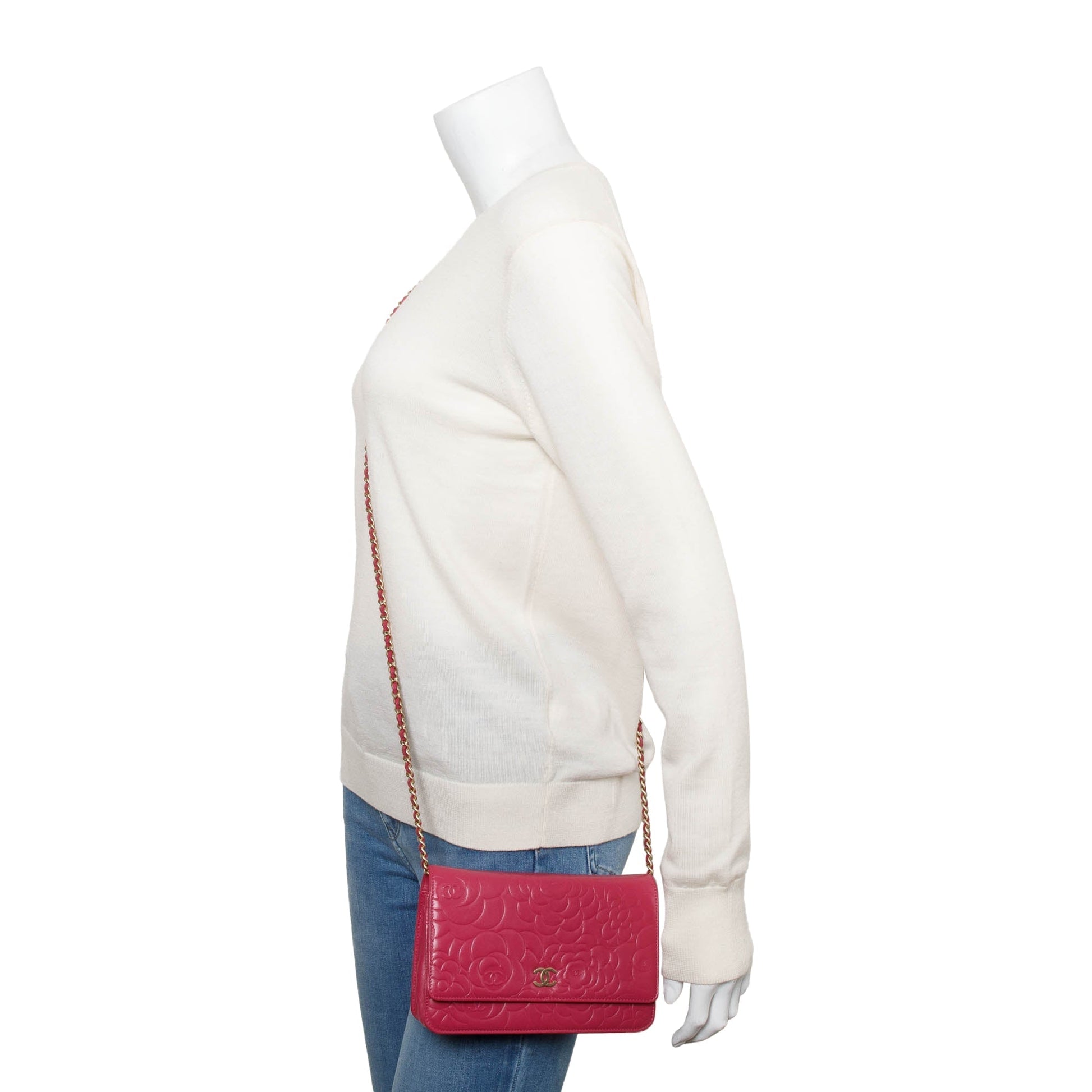 Chanel Quilted Camellia Classic on Leather Lambskin Pink Wallet Case